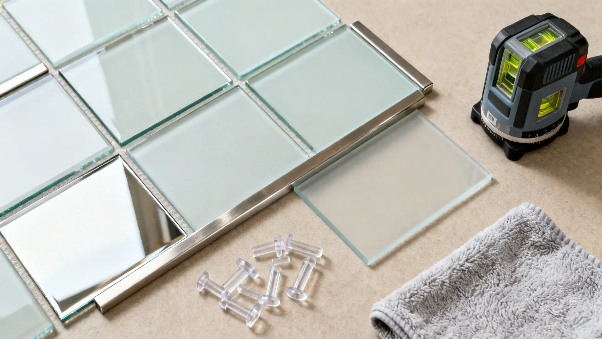 4) DIY Glass Backsplash Look With Removable Tiles