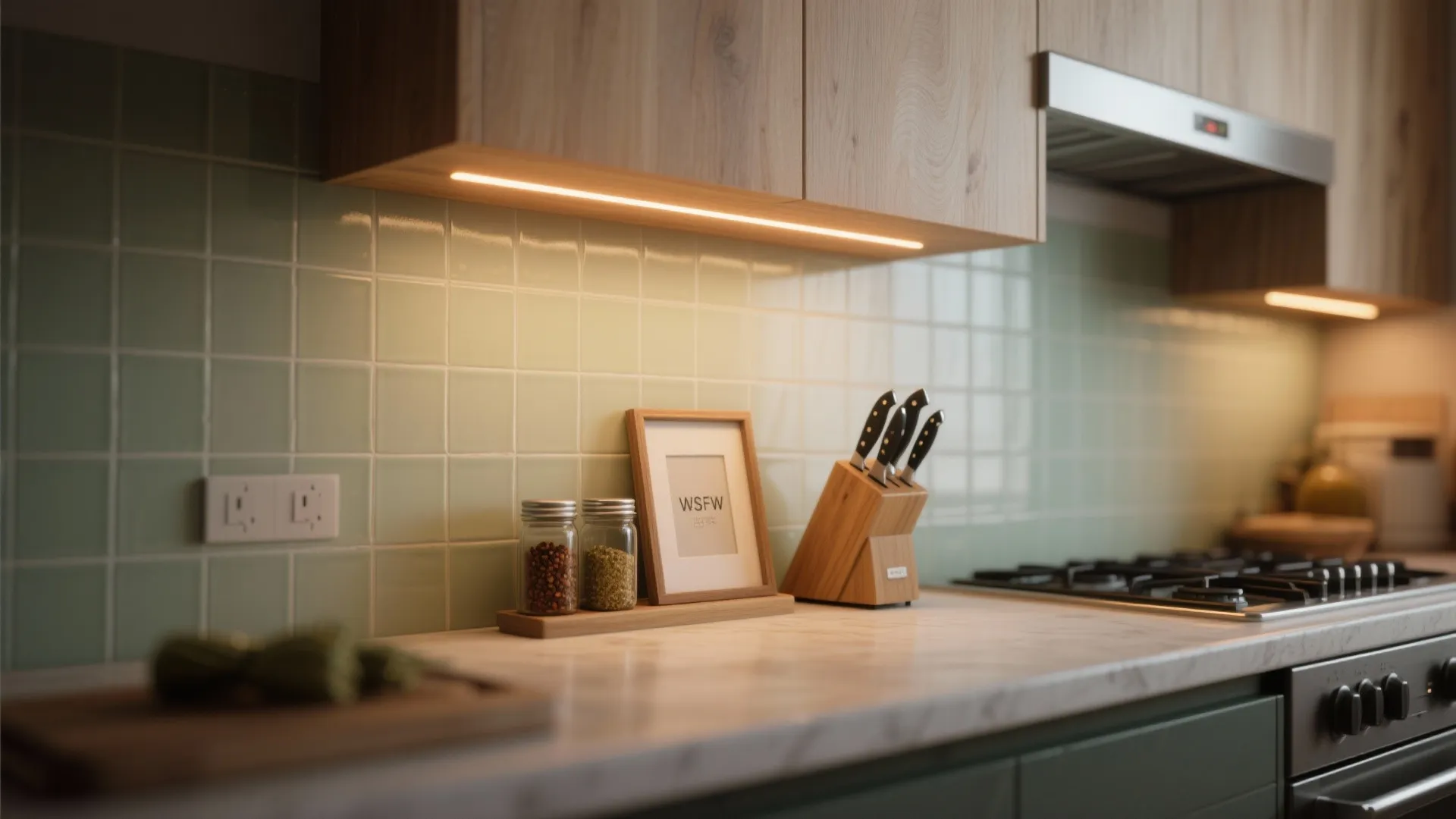 Idea 4: Slim Backsplash Ledge with Lighting