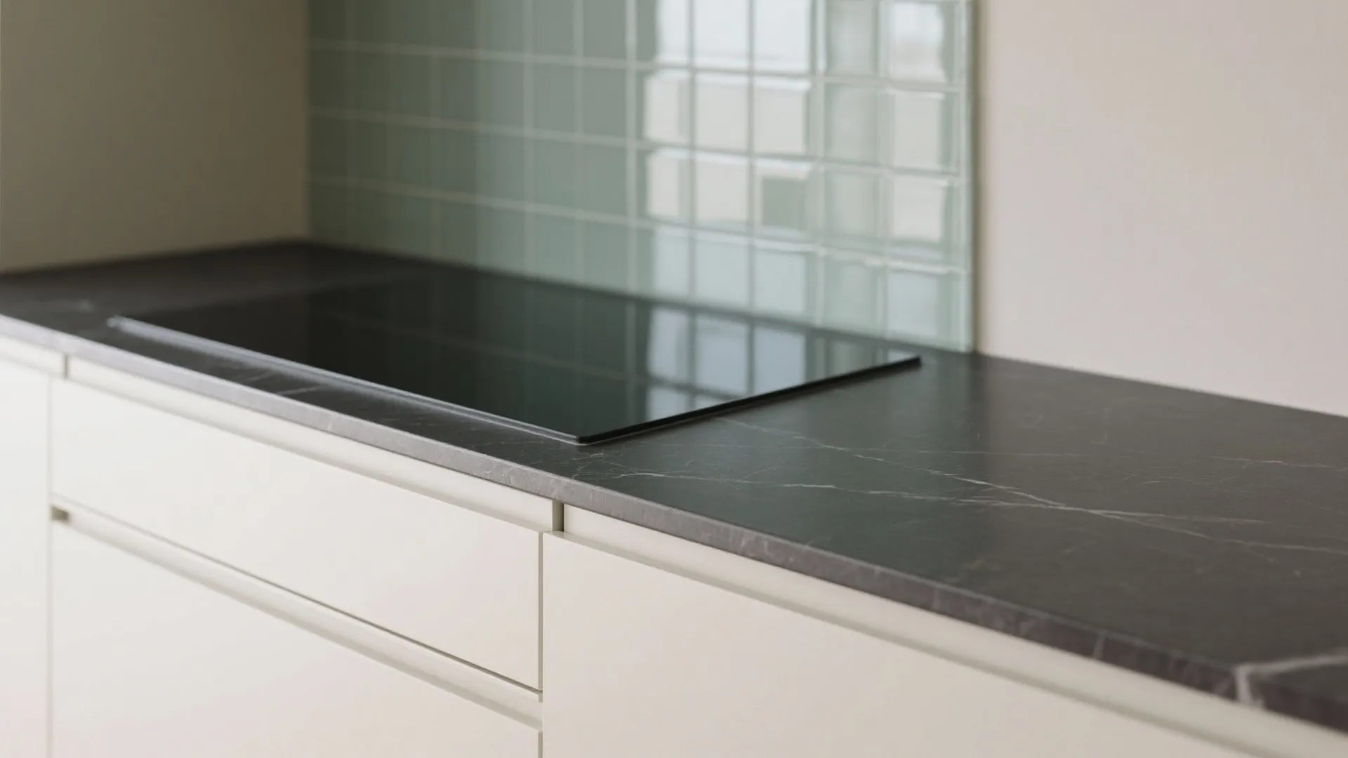 Minimalist kitchen storage with an L-shaped plan