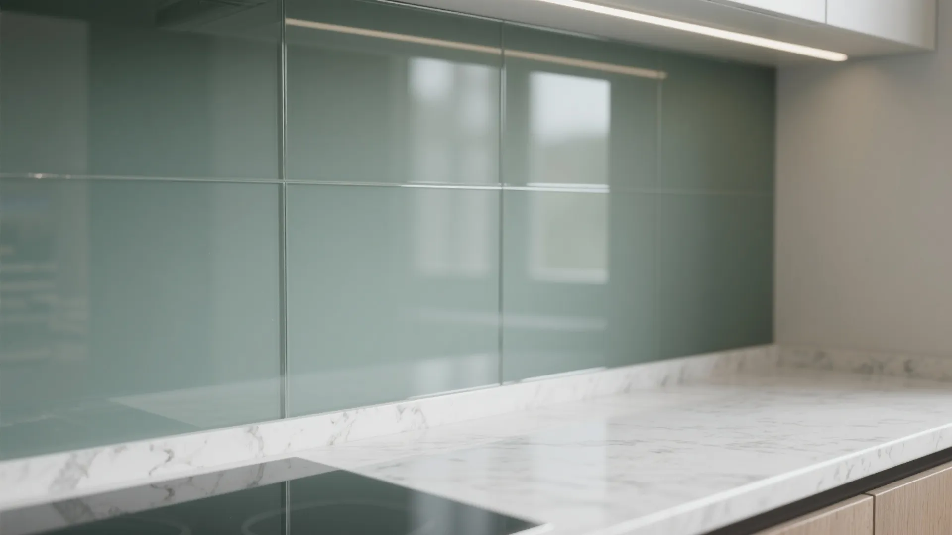 Glass backsplash and reflective finishes for daylight boost