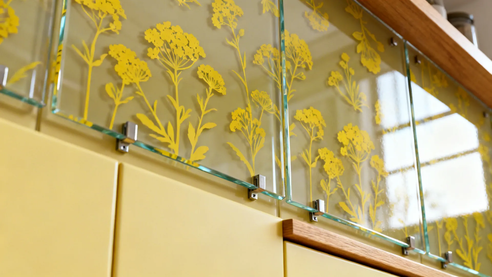 Floral Yellow Backsplash as the Focal Point