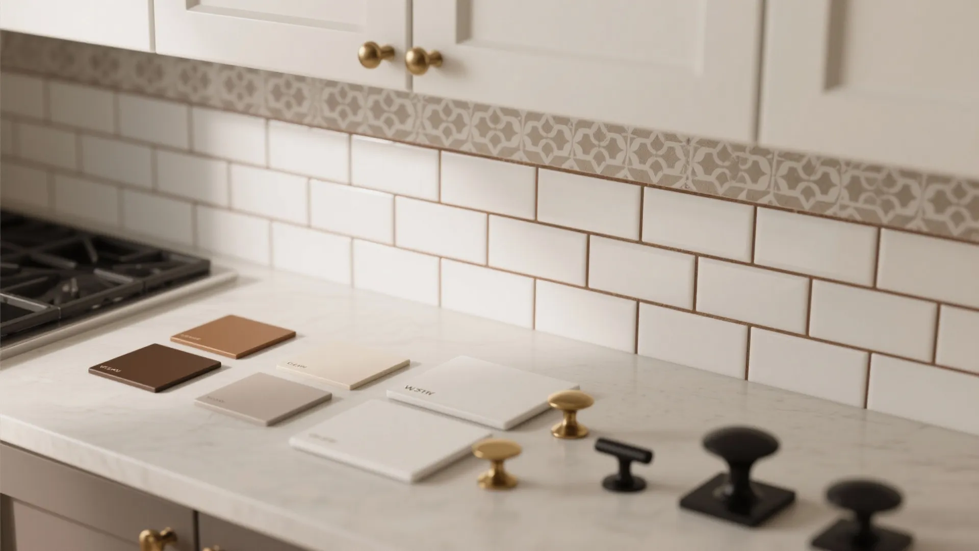 5. Patterned backsplashes to tie tones