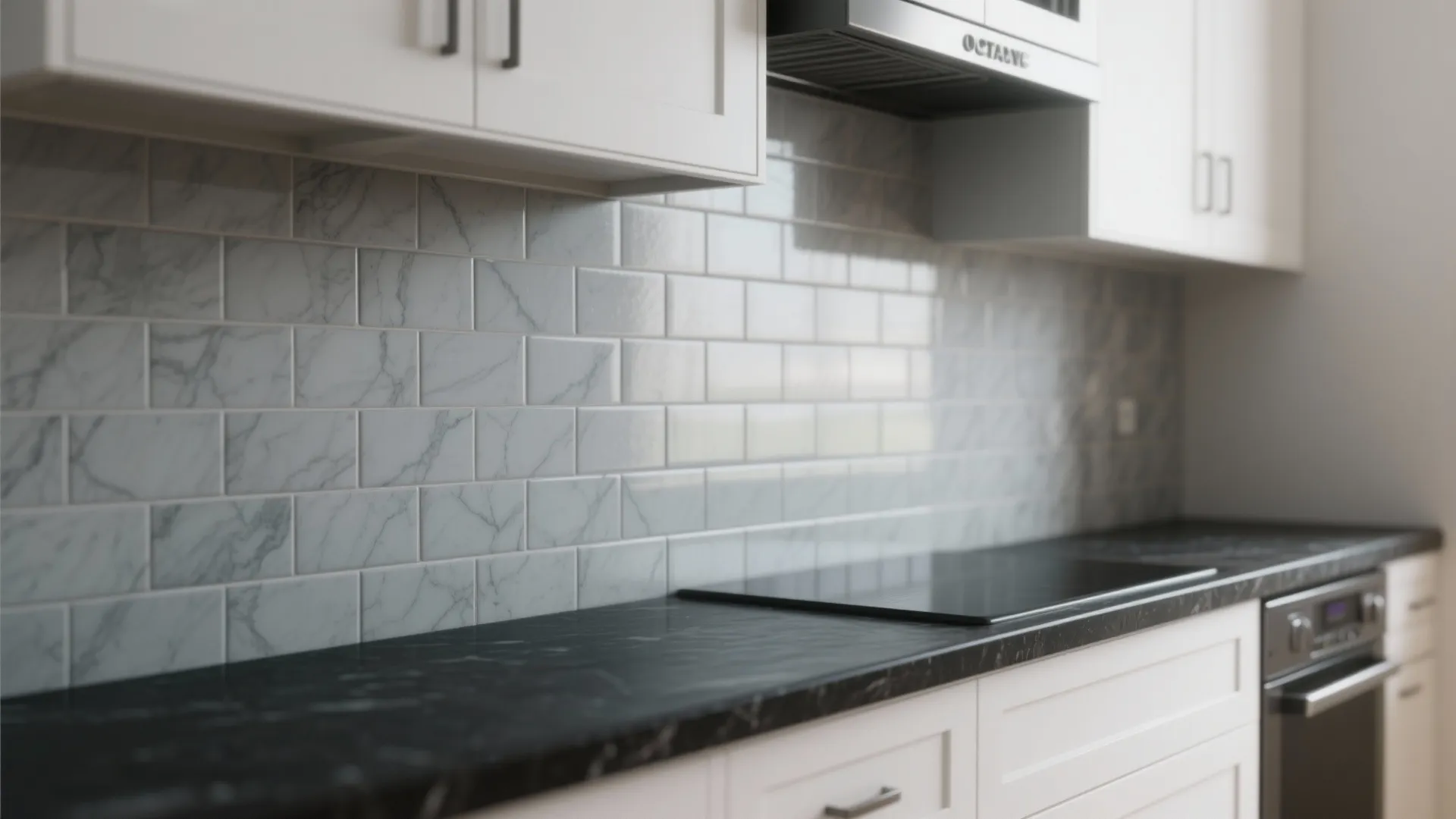 3. Let the backsplash mediate the black-and-white story