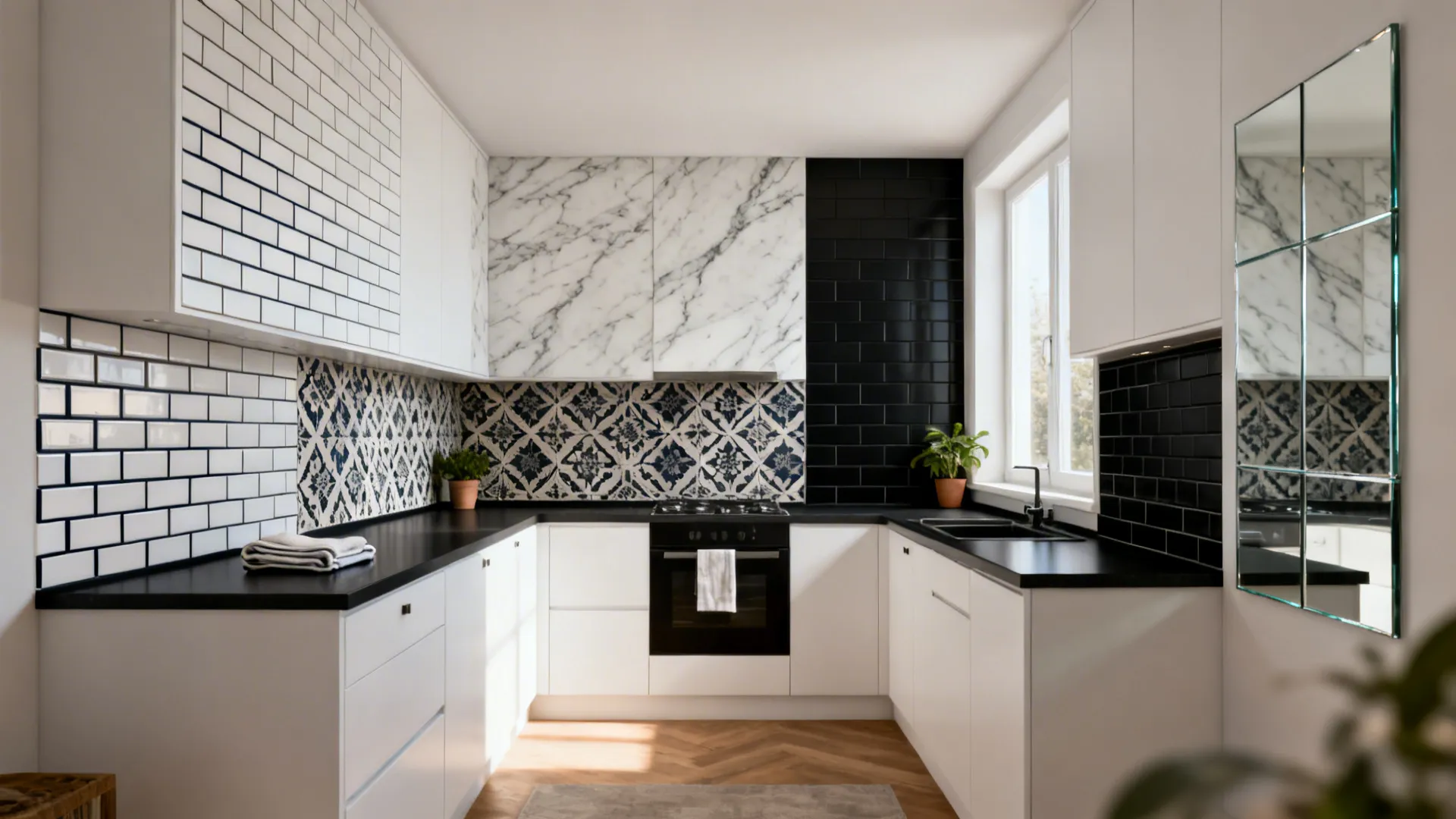 5 Backsplash Ideas for White Cabinets & Black Countertops