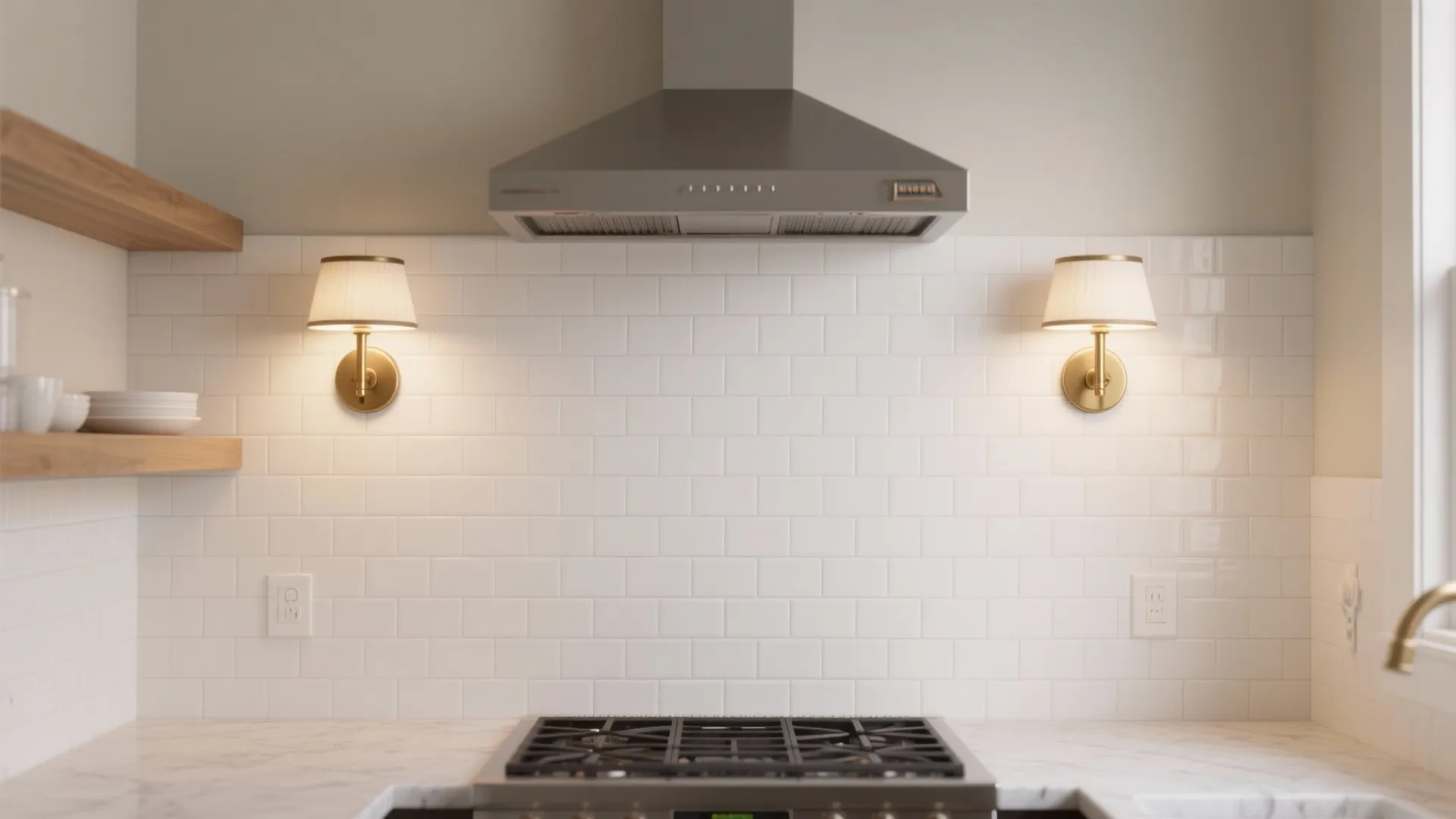 Layered task lighting around the backsplash