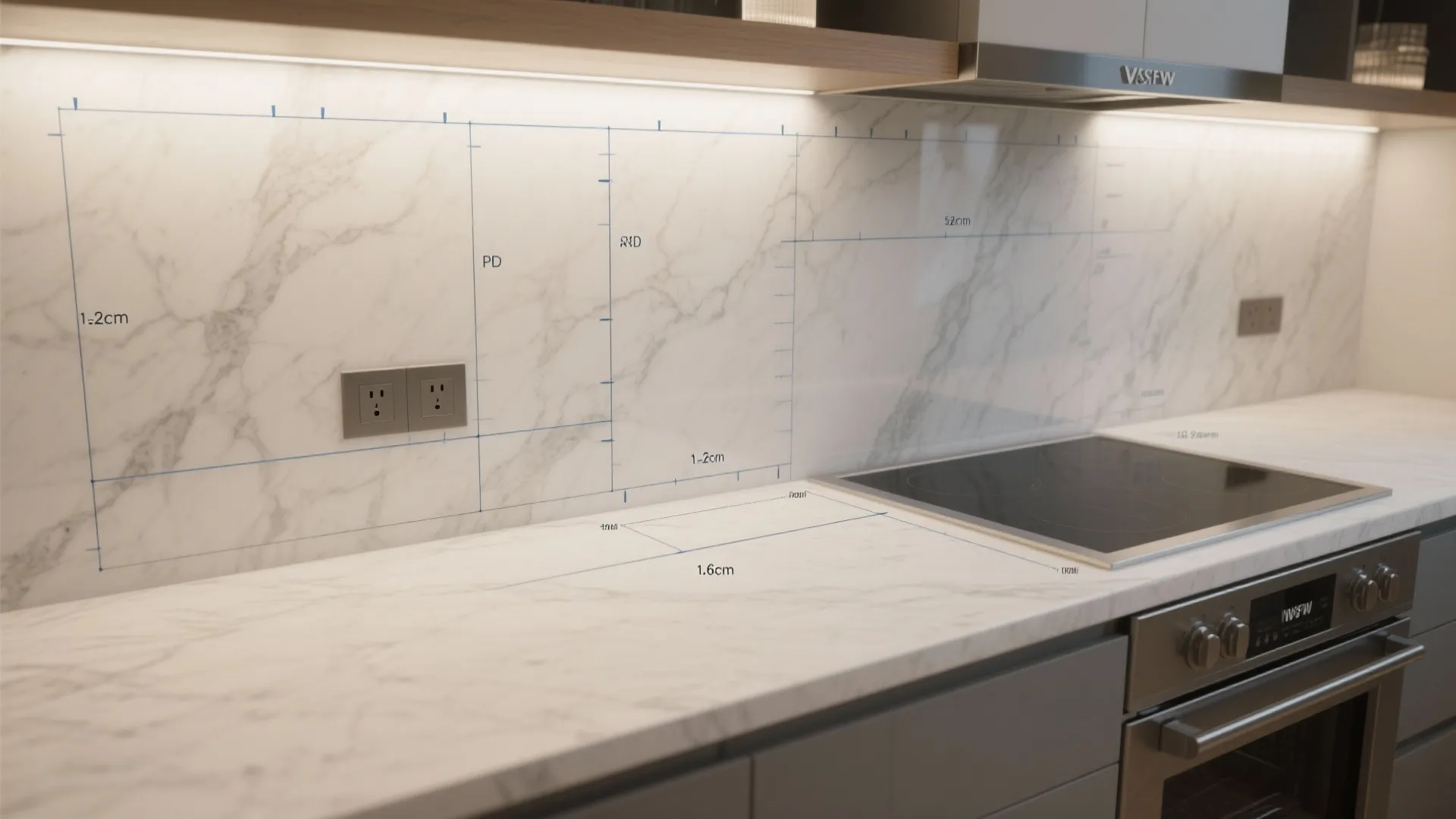 2) Marble Backsplash That Runs to the Ceiling