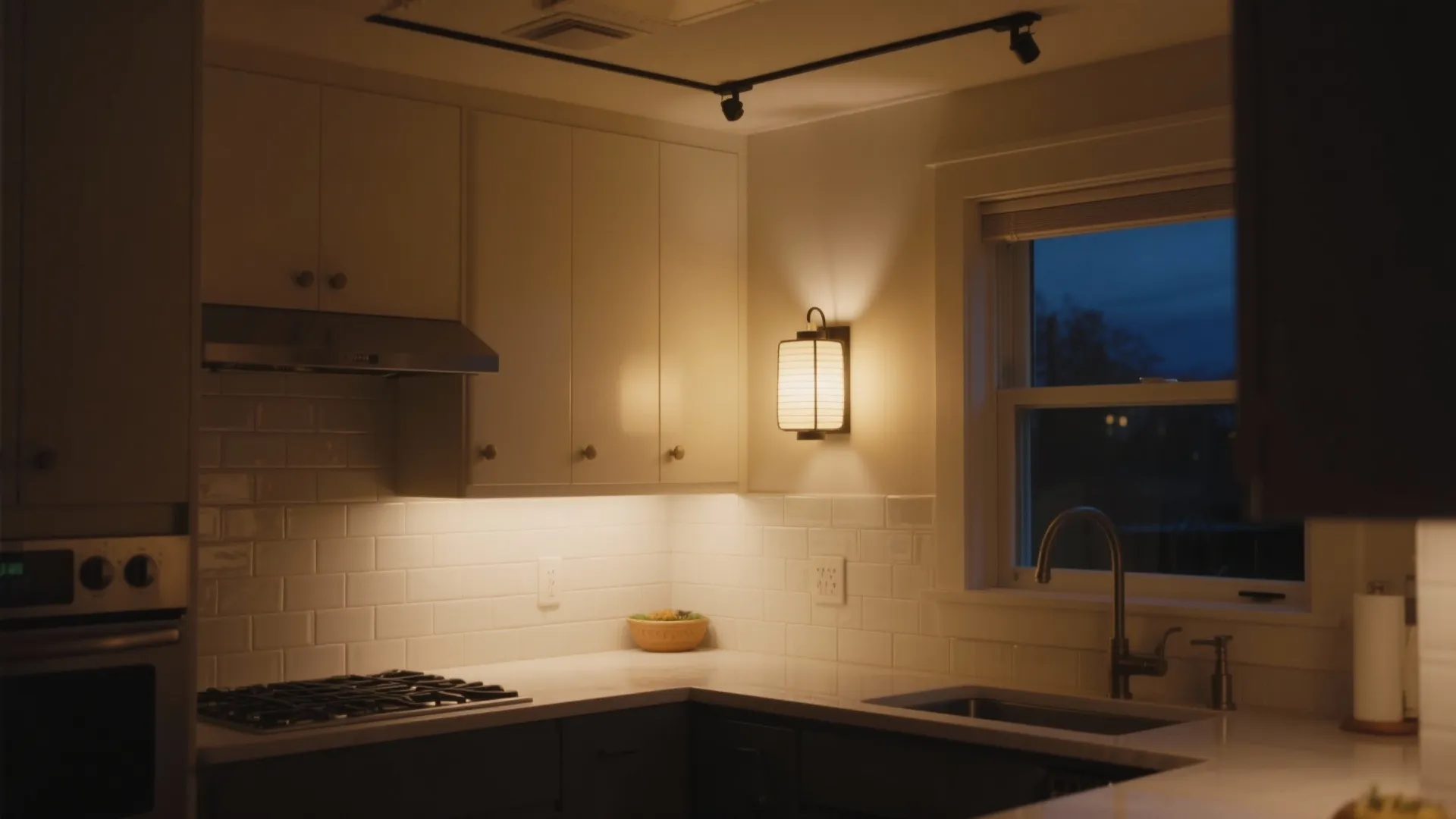 Wall-washed backsplashes as ambient night lighting