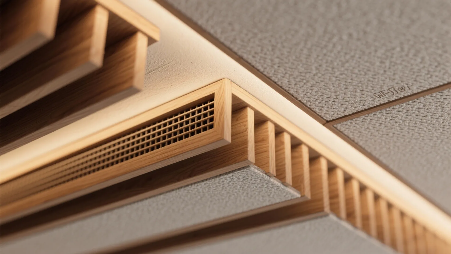 Wooden Baffle Ceiling for Warmth and Acoustics