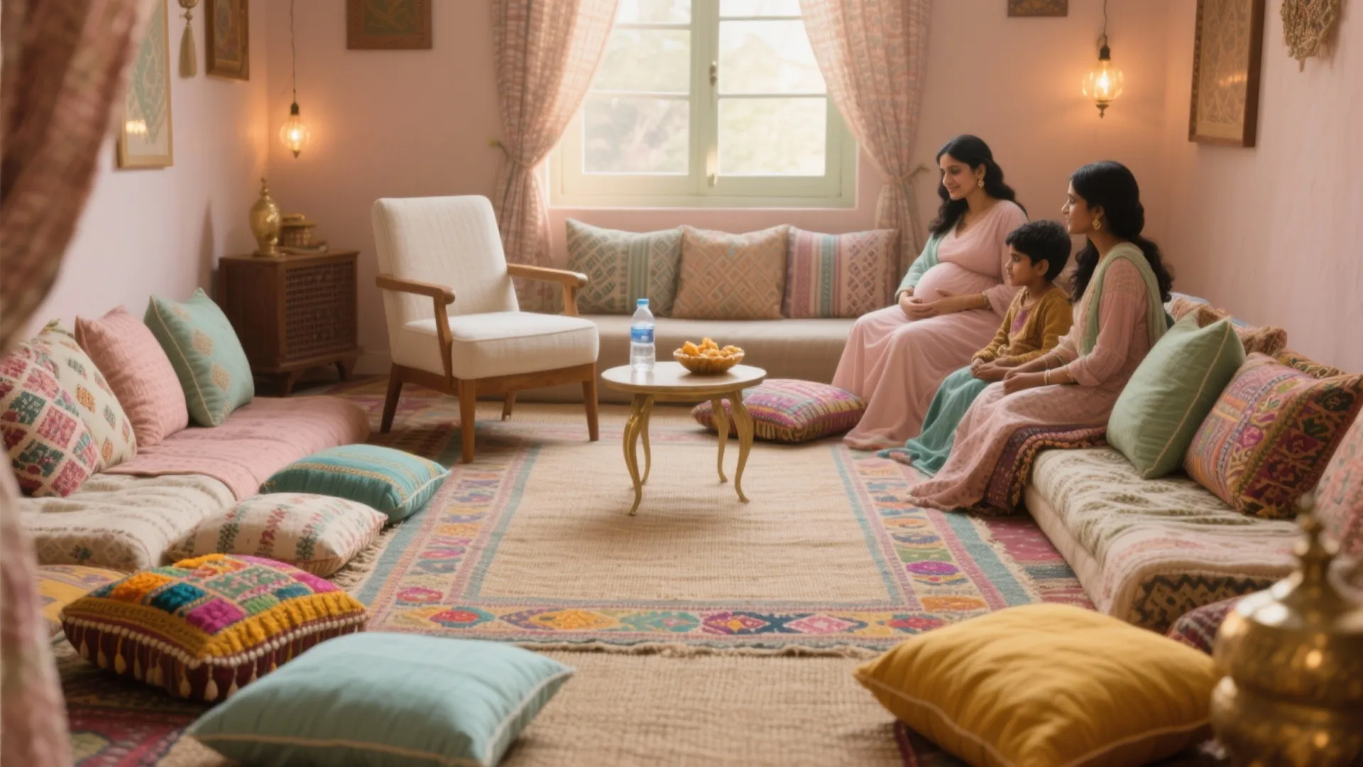 Low Seating Baithak with Rugs and Phulkari