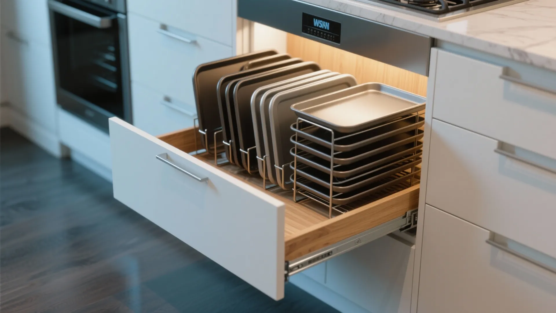 10. Pull-Out Baking Sheet Organizer