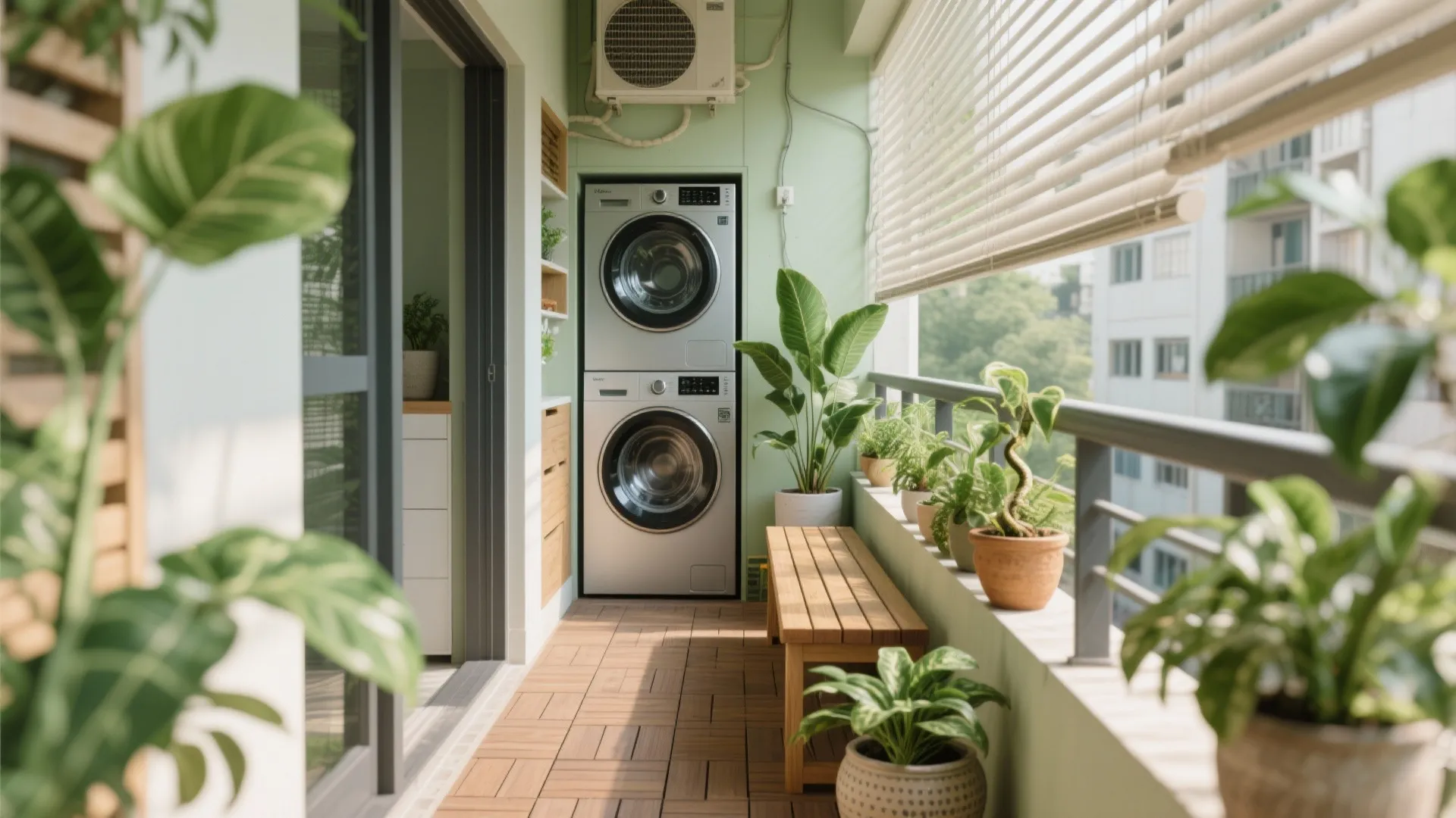 Balcony-utility upgrade with green calm