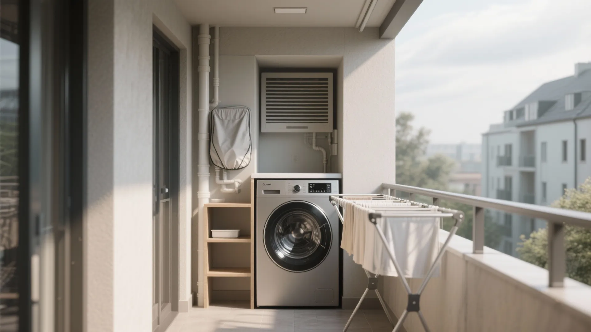 5. Balcony or compact laundry alcove
