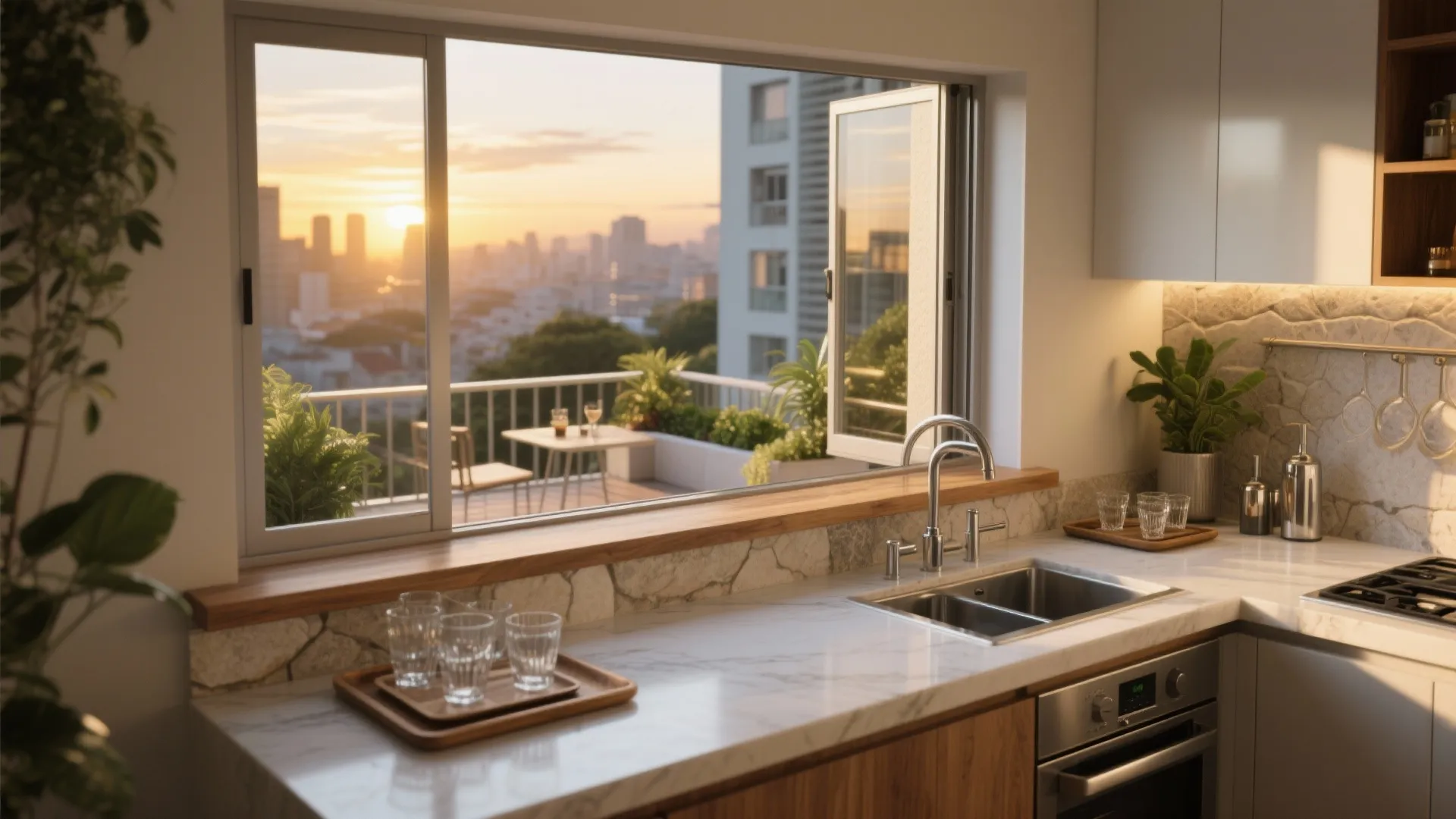 Indoor–Outdoor Flow with a Balcony Bar