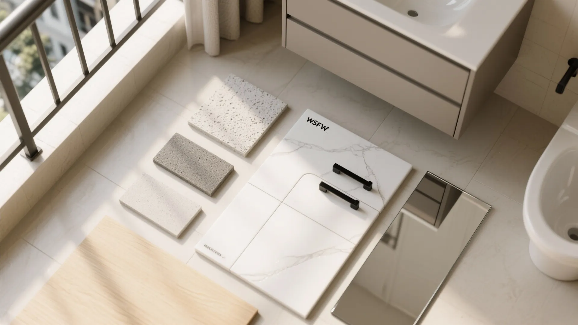 Compact Vanity with Wall-Mounted Storage