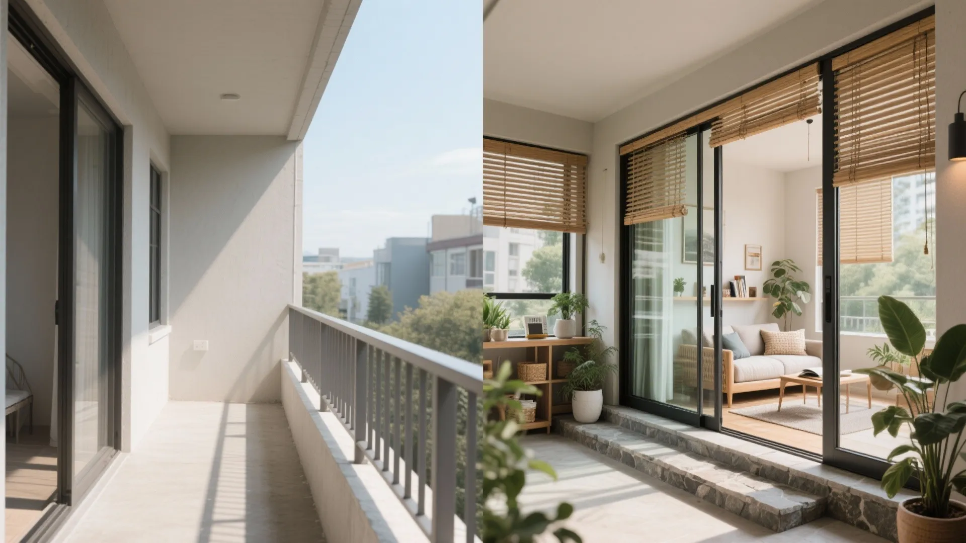 Balcony-to-den transitions that extend living