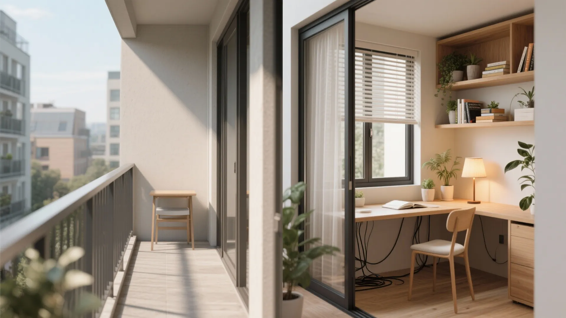 Balcony Integration and Flexible Work Nooks