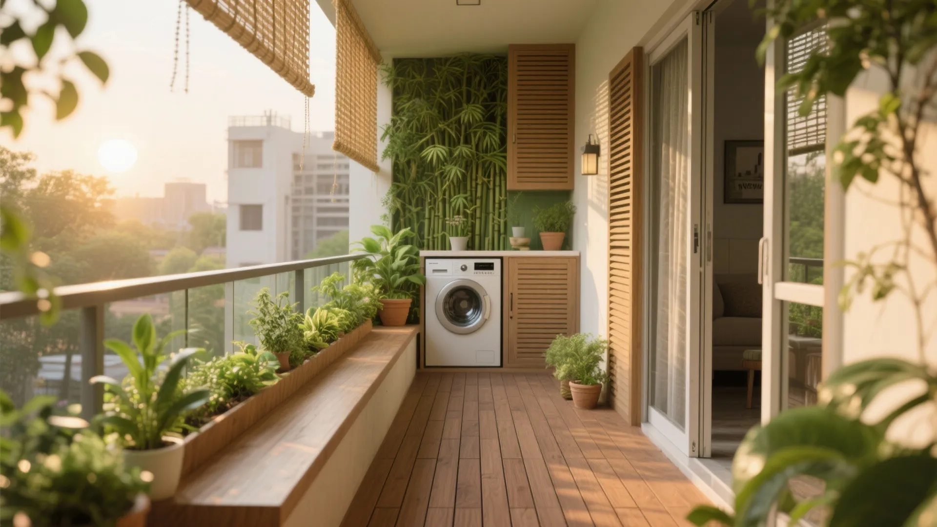 Balcony as biophilic retreat (with discreet utility)