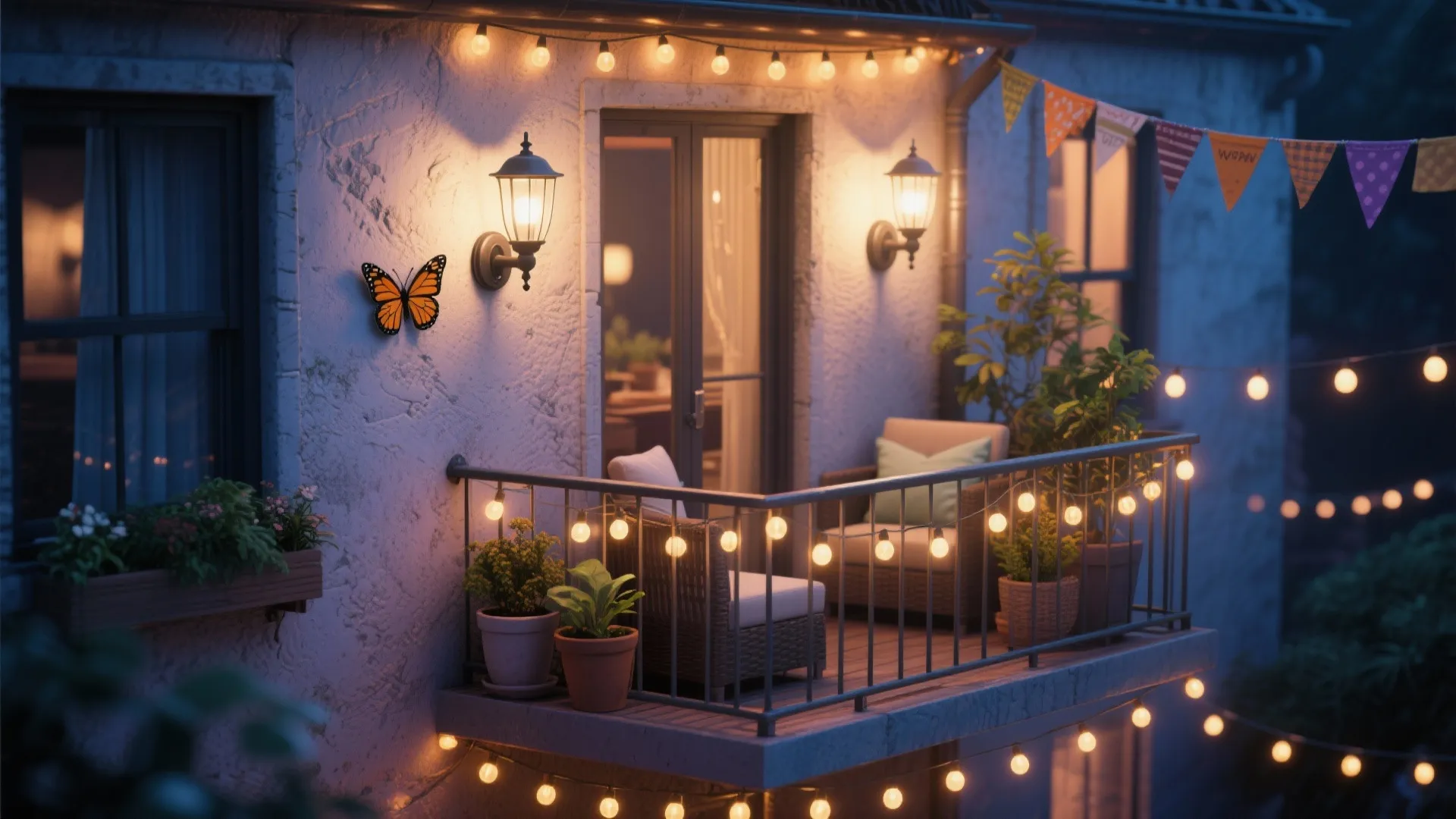 5. Outdoor-Style Butterfly on Balcony Wall