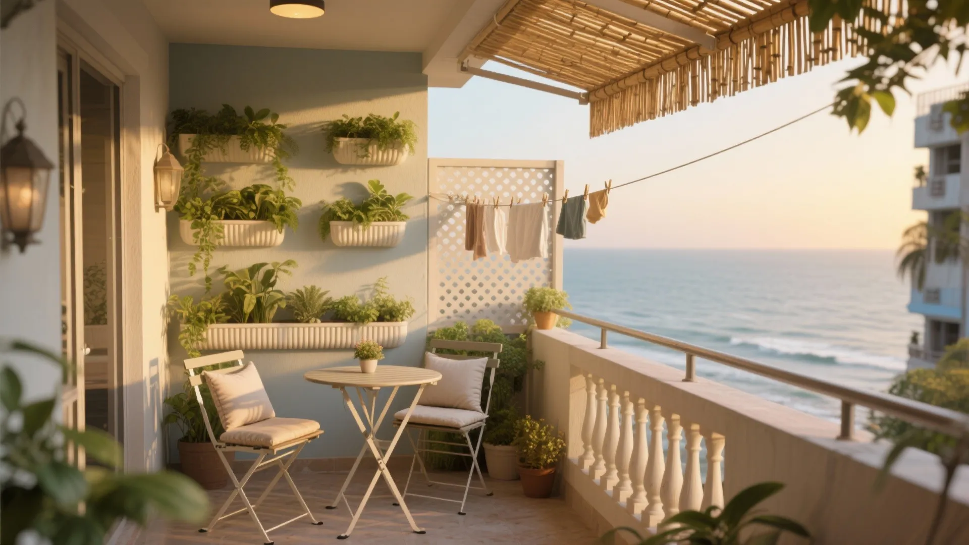 Balcony-utility that’s breezy, green, and guest-ready