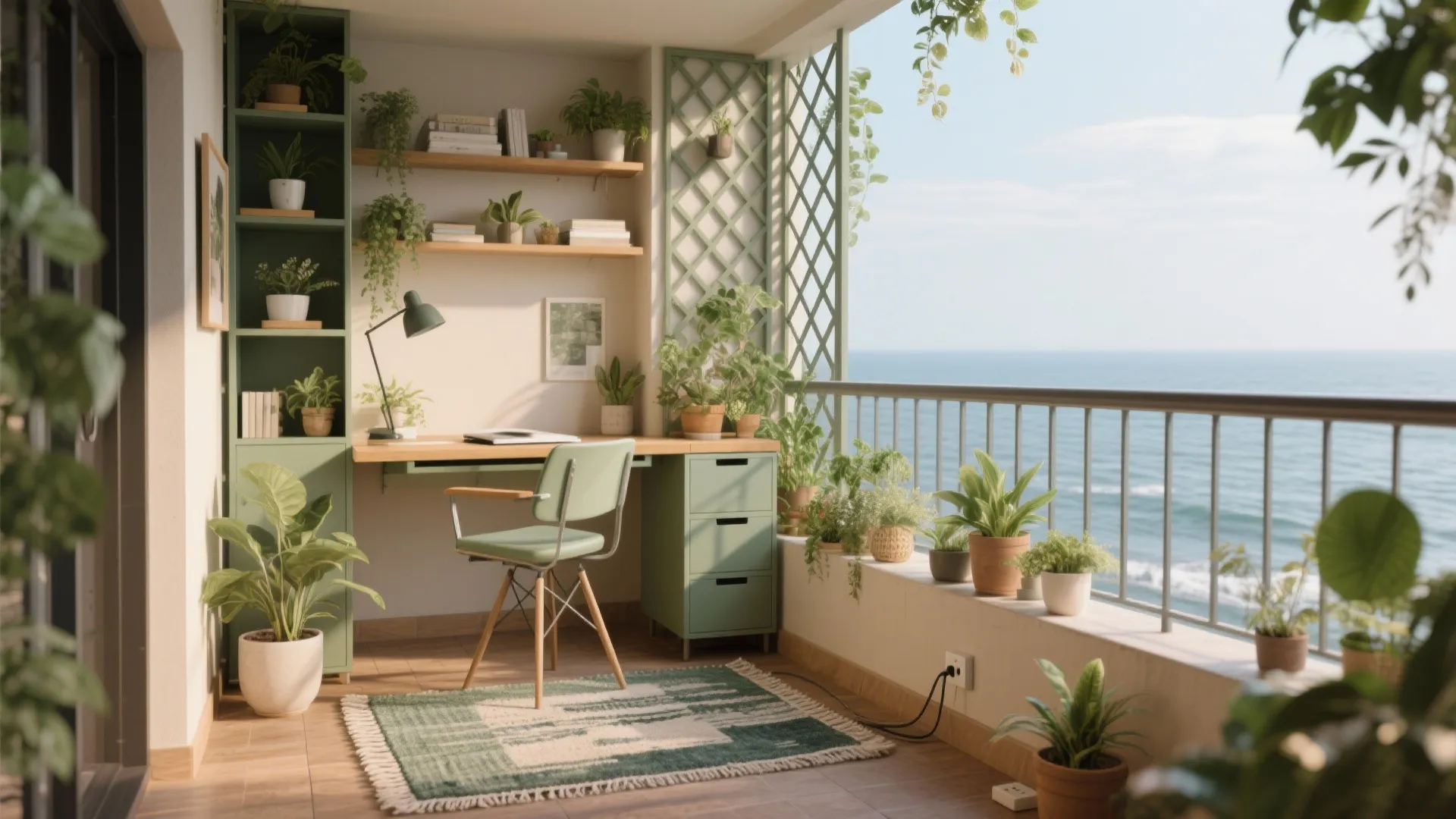Balcony and utility as a green pocket and WFH micro-studio
