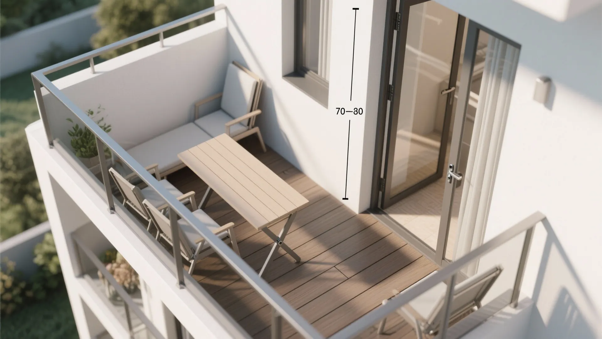 Fold-away seating and slim rail tables