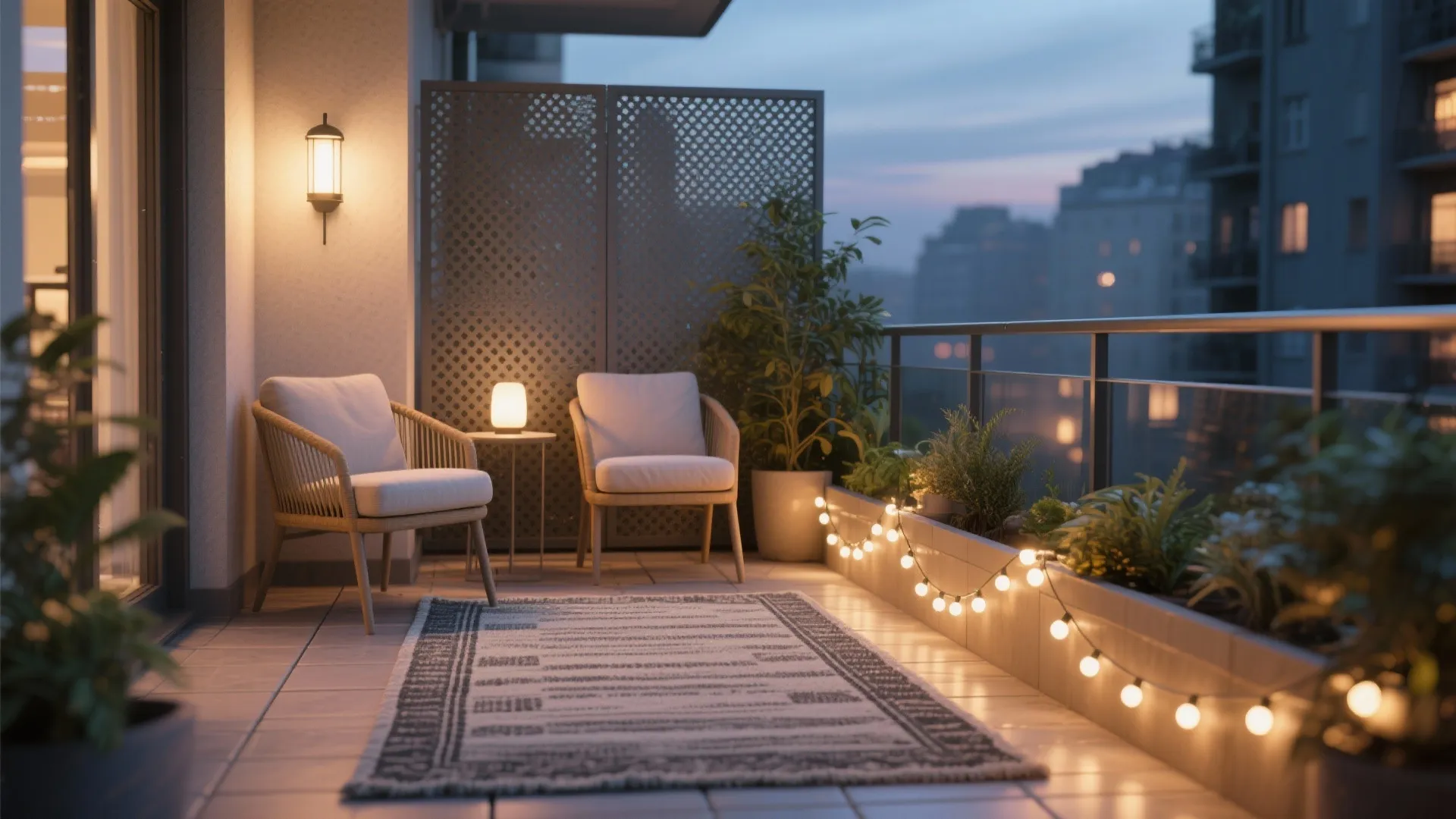 All-Weather Comfort: Rugs, Lights, and Privacy