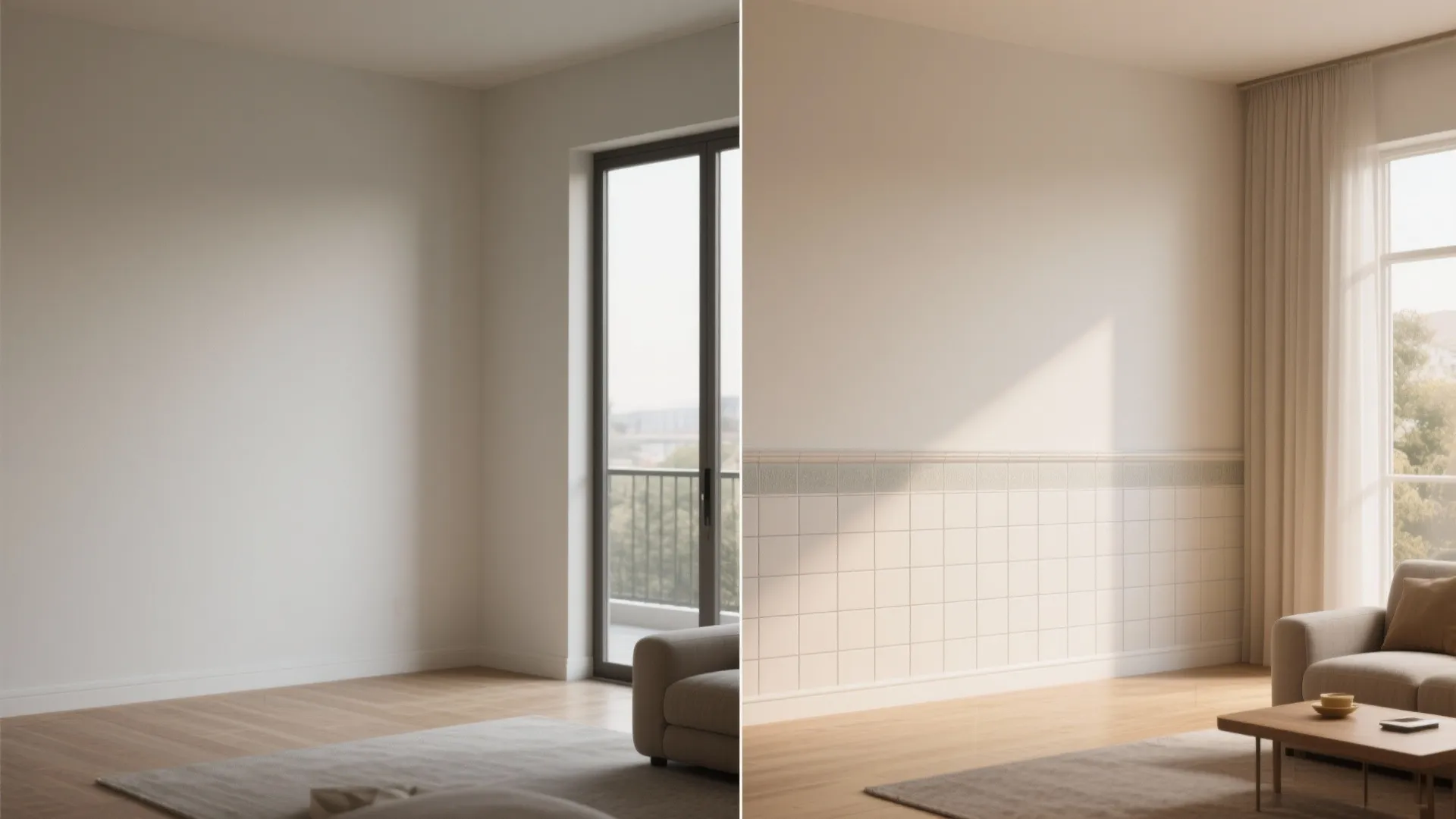 Indoor–outdoor continuity near the balcony or patio doors