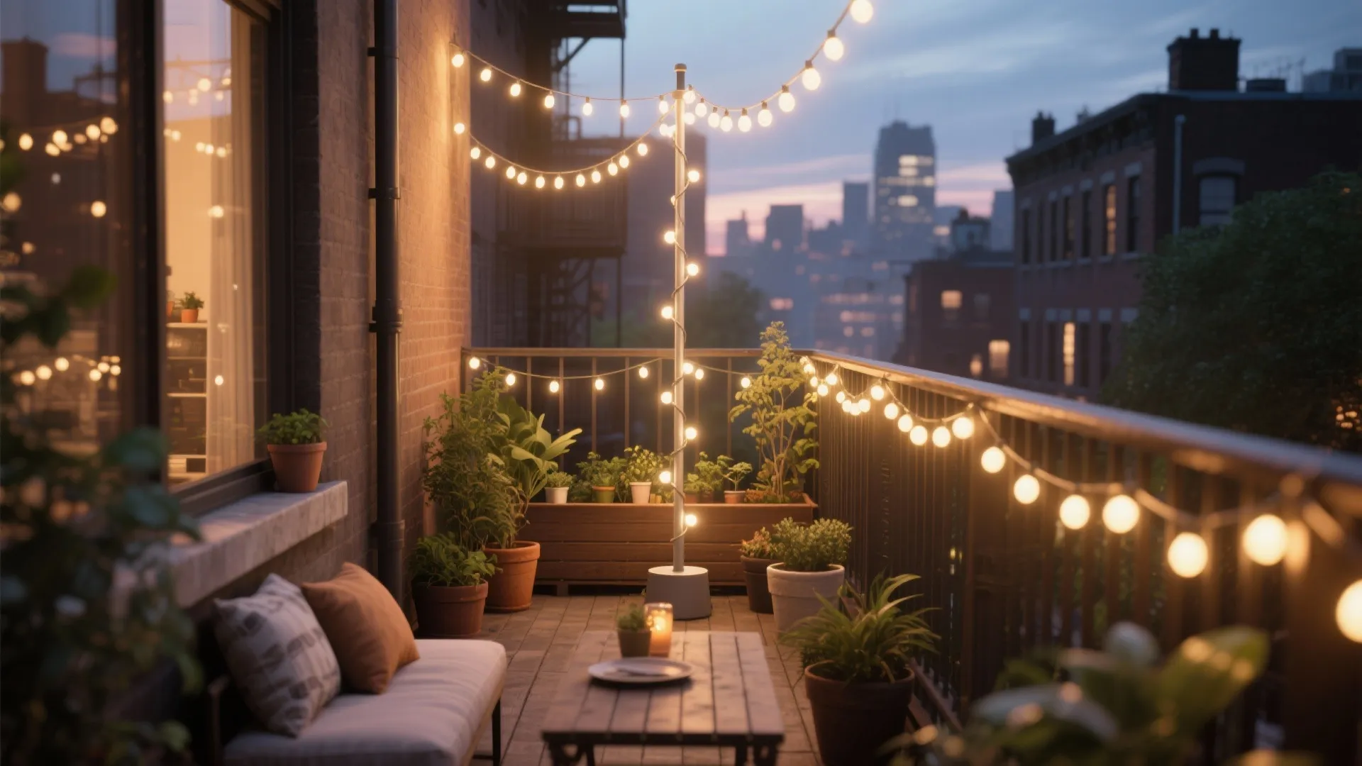 Cheap DIY String Light Pole: 5 Budget Ideas: 5 practical, low-cost pole ideas to hang string lights in tiny balconies and patios