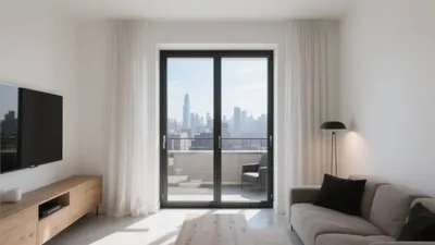 Modern Living Room with City View & Minimalist Design