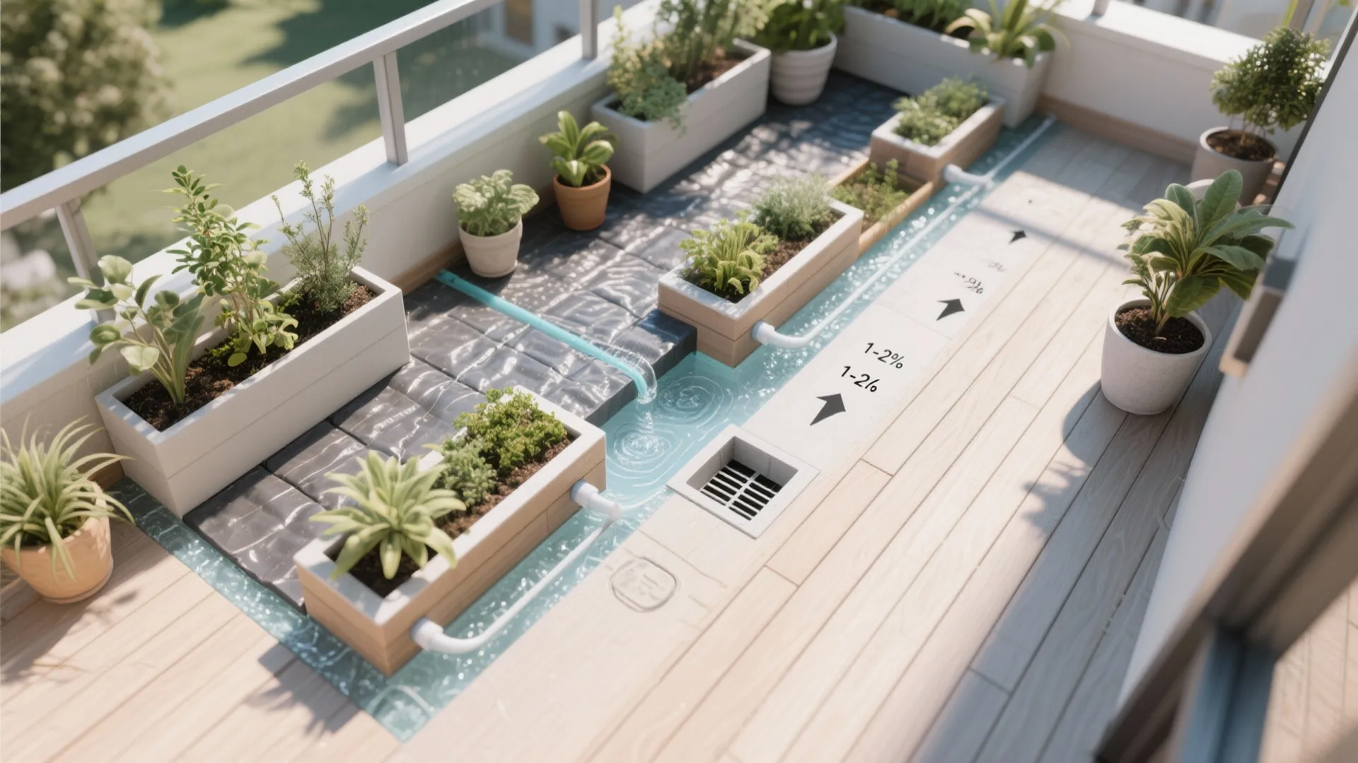 Compact Balcony Garden with Drainage