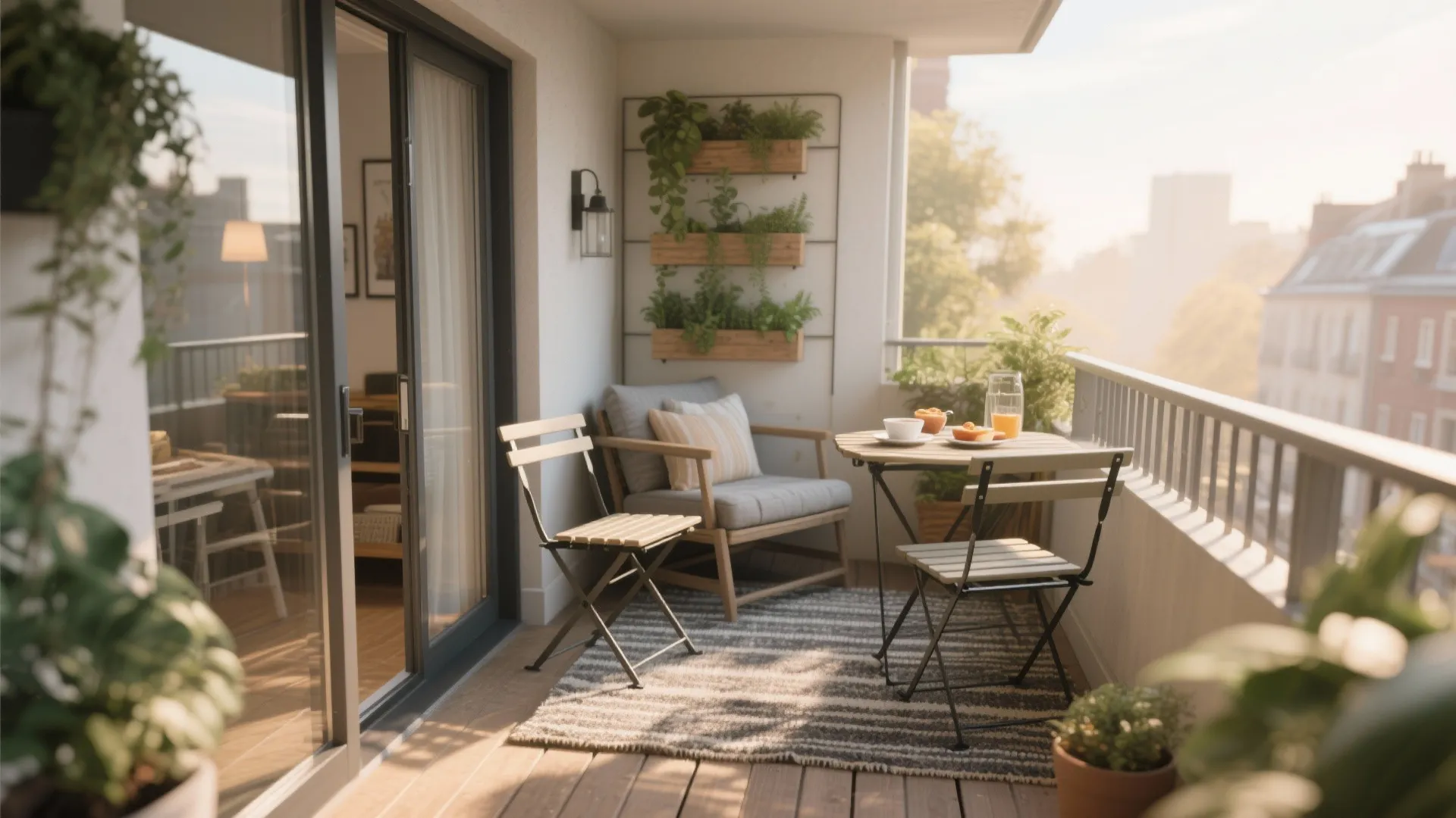 5. Outdoor integration: tiny patio or balcony as living room extender