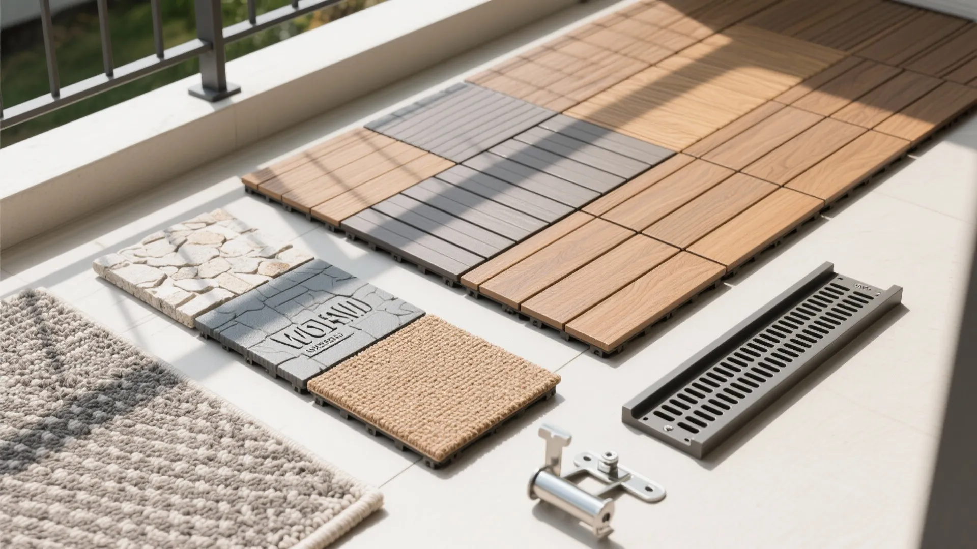 4) Modular Deck Tiles + Outdoor Rug for Instant Finish