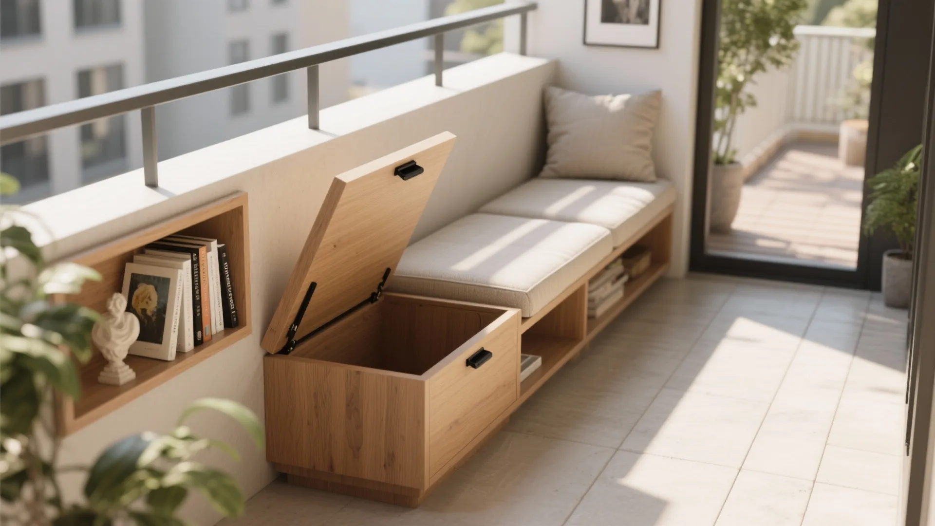 Gallery bench: storage + seating + art display