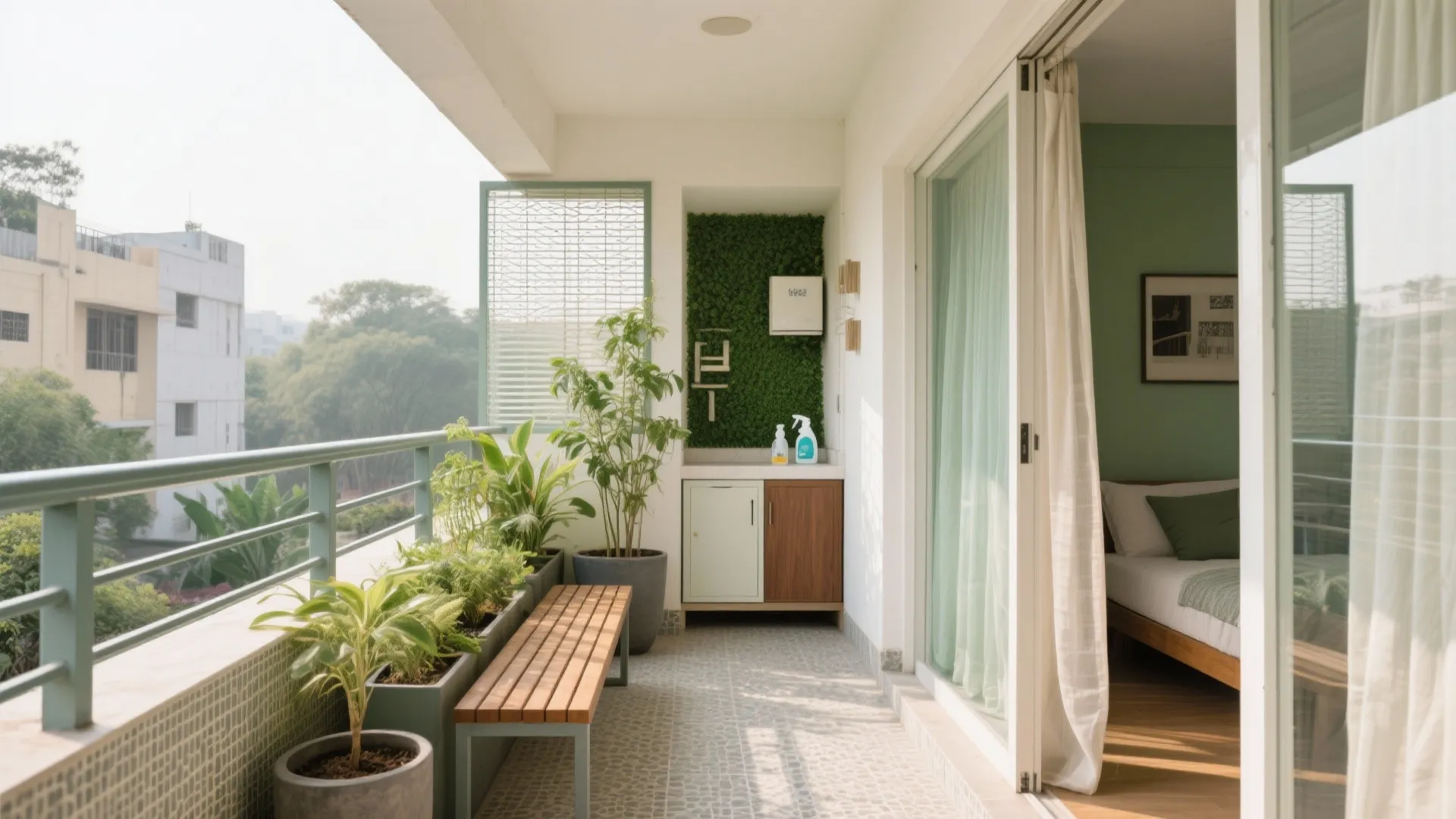 Daylight, balcony garden, and cross-ventilation