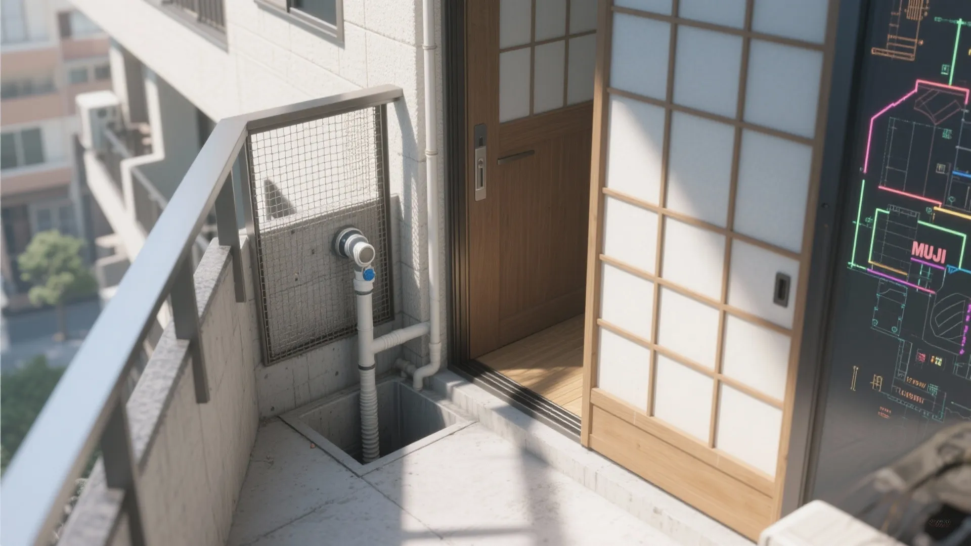 Tips 3: ベランダ・玄関からの外部動線を「二重バリア」で遮断（日式风格）