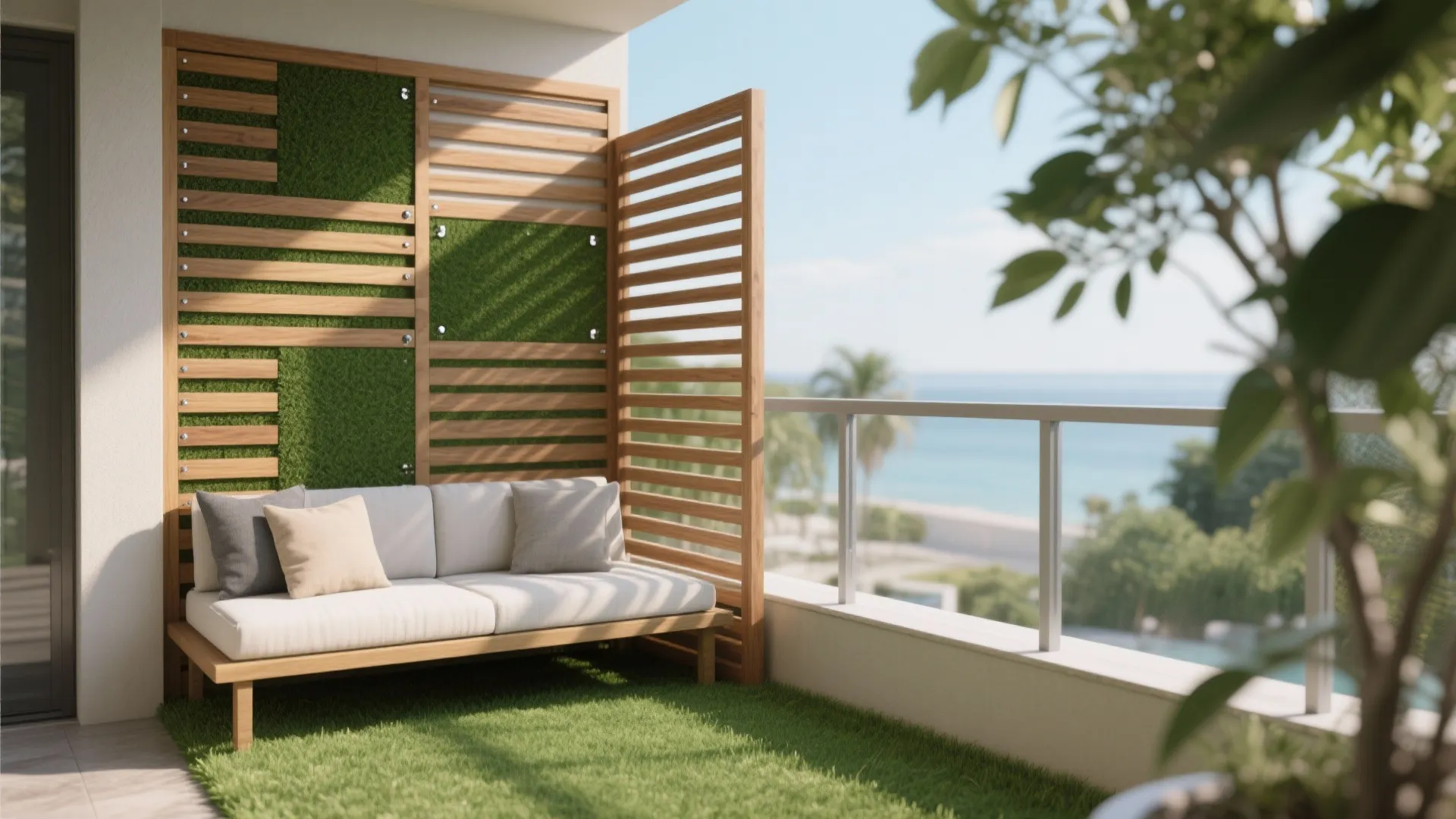 Balcony or Loggia: Outdoor-Grade Grass Wall for a Resort Feel