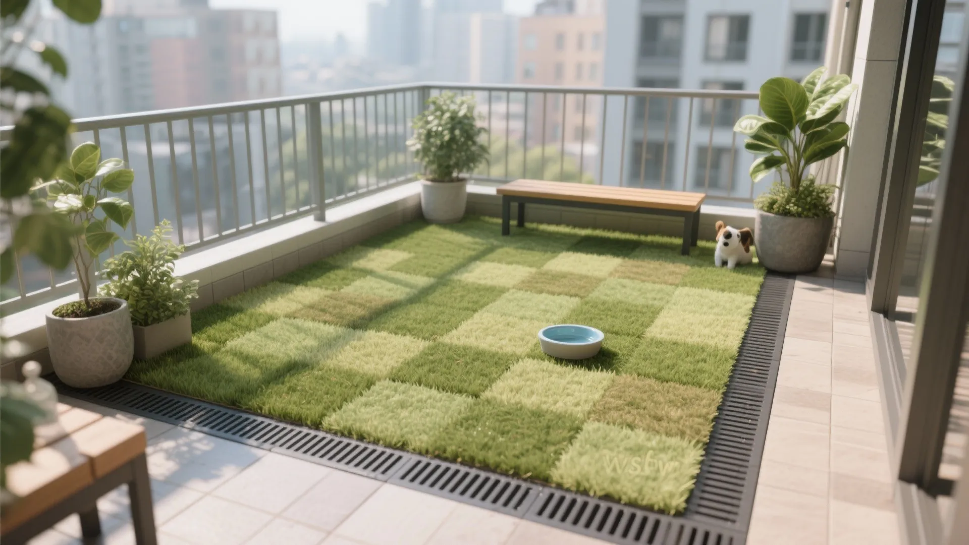 Artificial Grass Tiles with Drainage Base