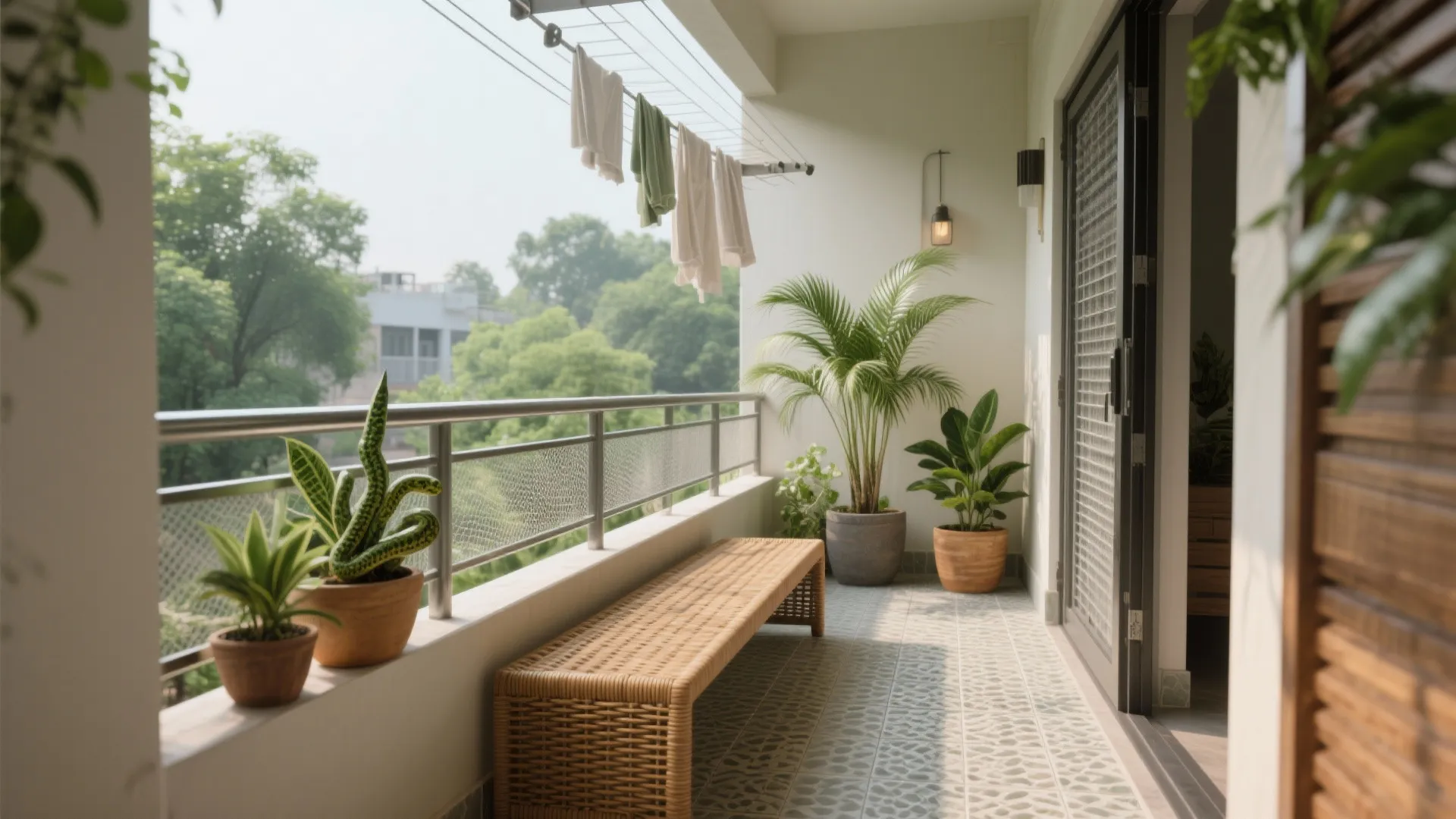 Balcony as Green Room: Biophilic Corner and Drying Zone