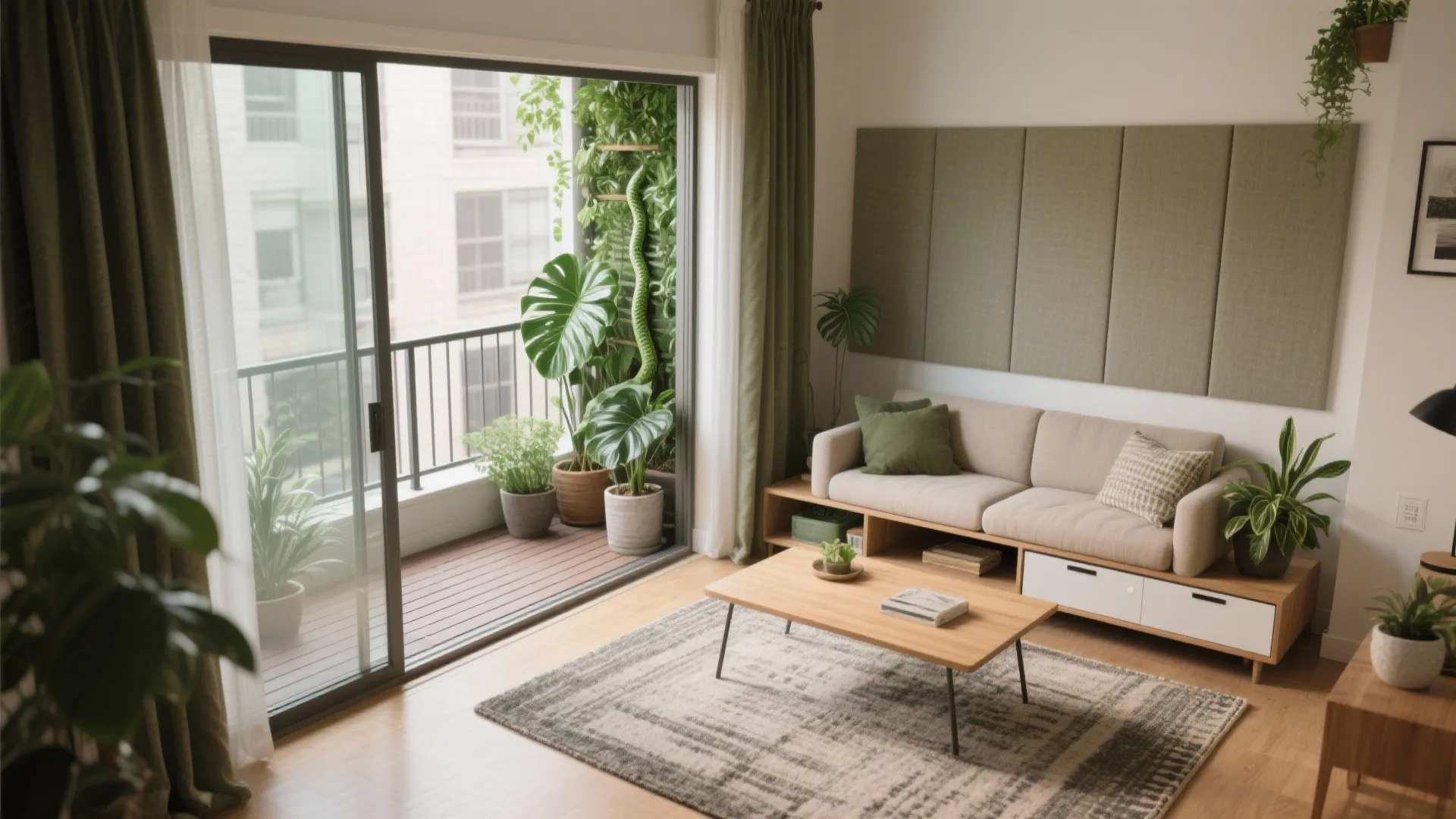 Balcony as a green nook + better acoustics inside