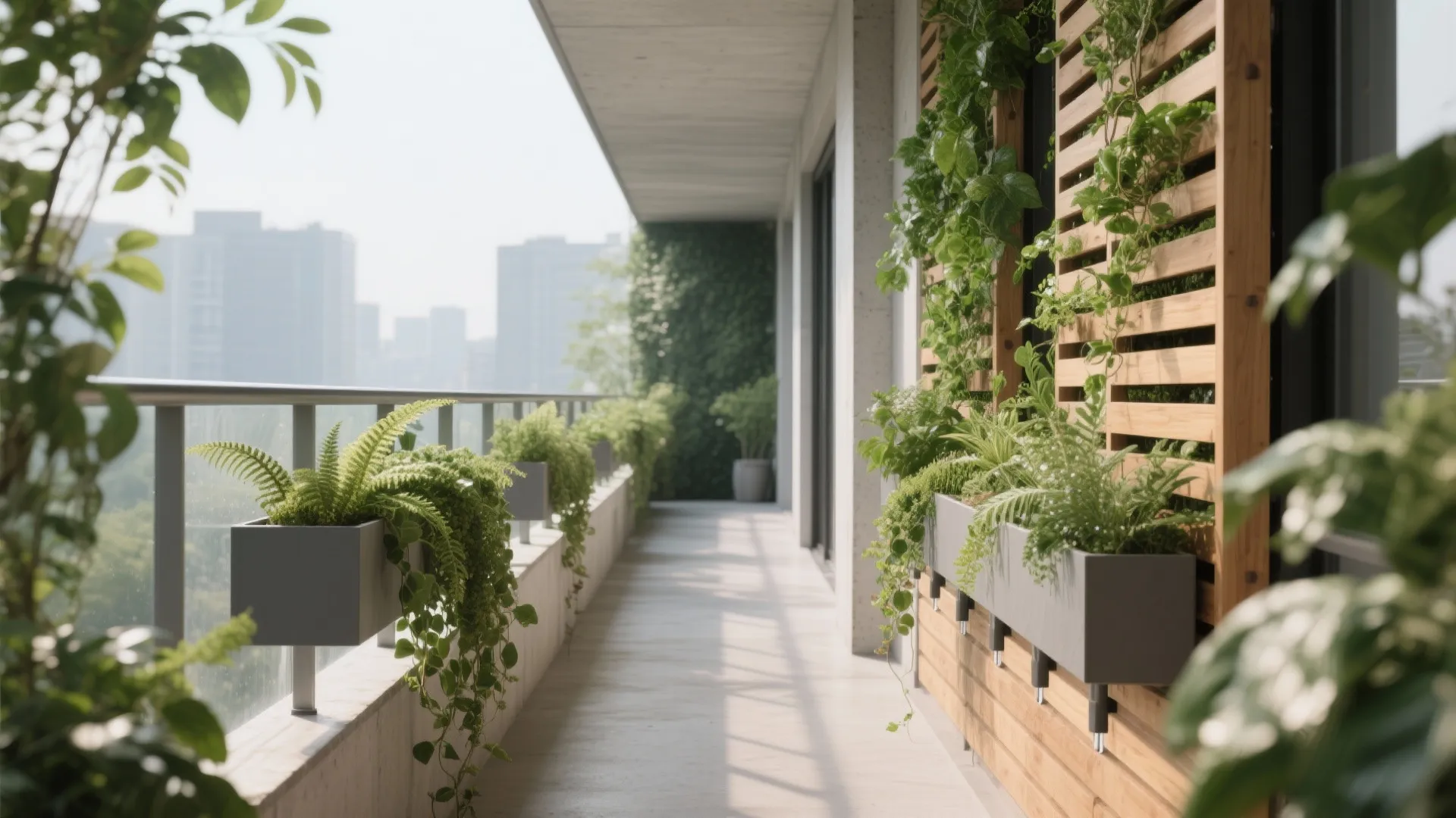 Vertical Greenery and Rail Planters for Privacy and Calm