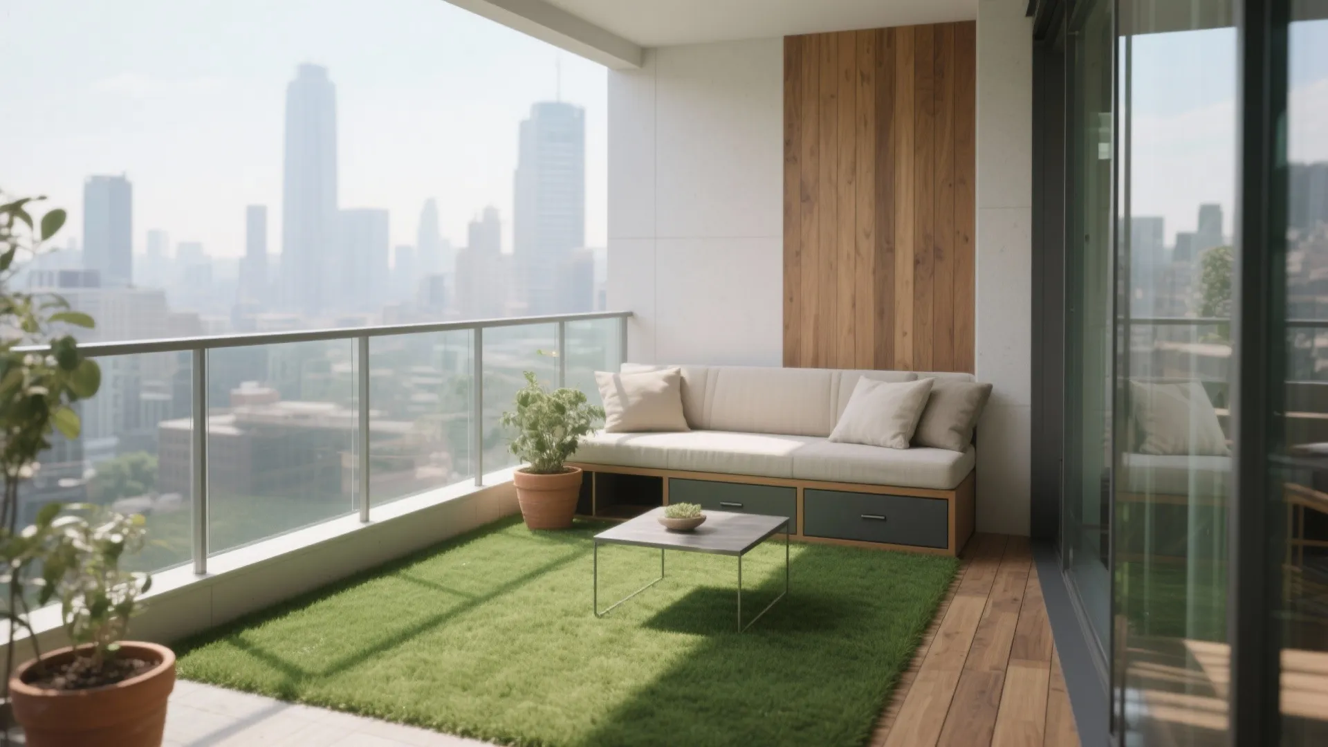 5 Artificial Grass Balcony Designs: Modern-home ideas that blend turf, storage, glass, wood, and drainage (from a senior designer)