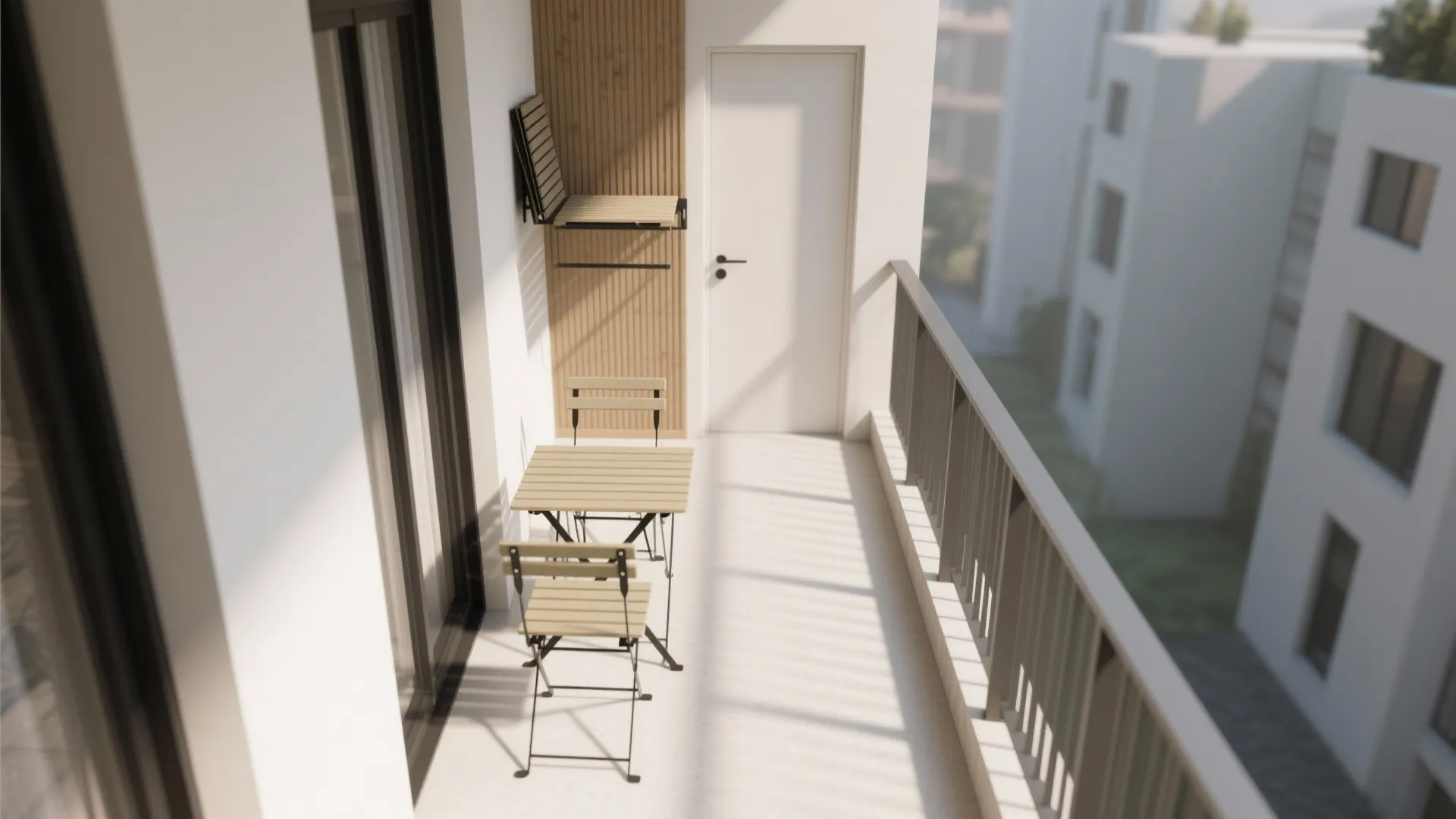 Foldable bistro set with wall-mounted table