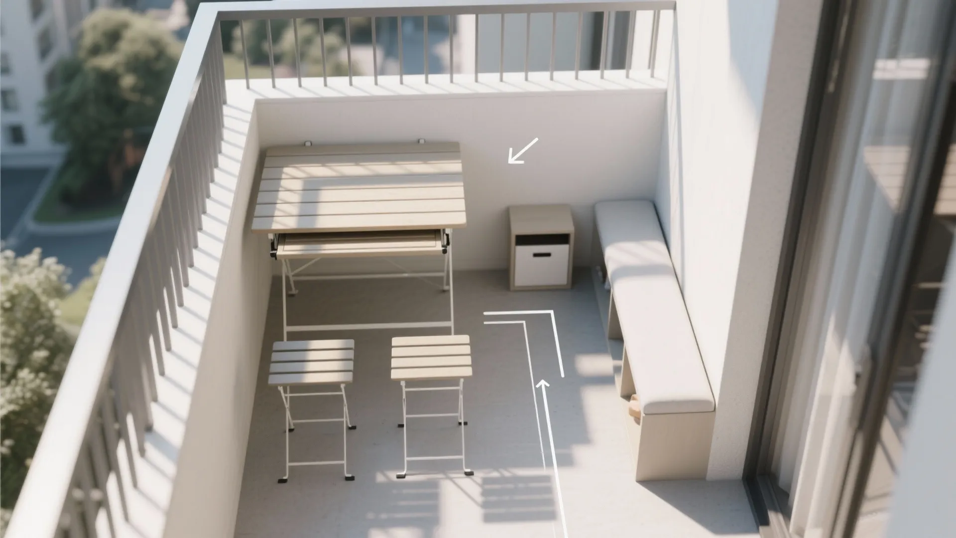 2) Space-saving seating that stacks, folds, or hides storage