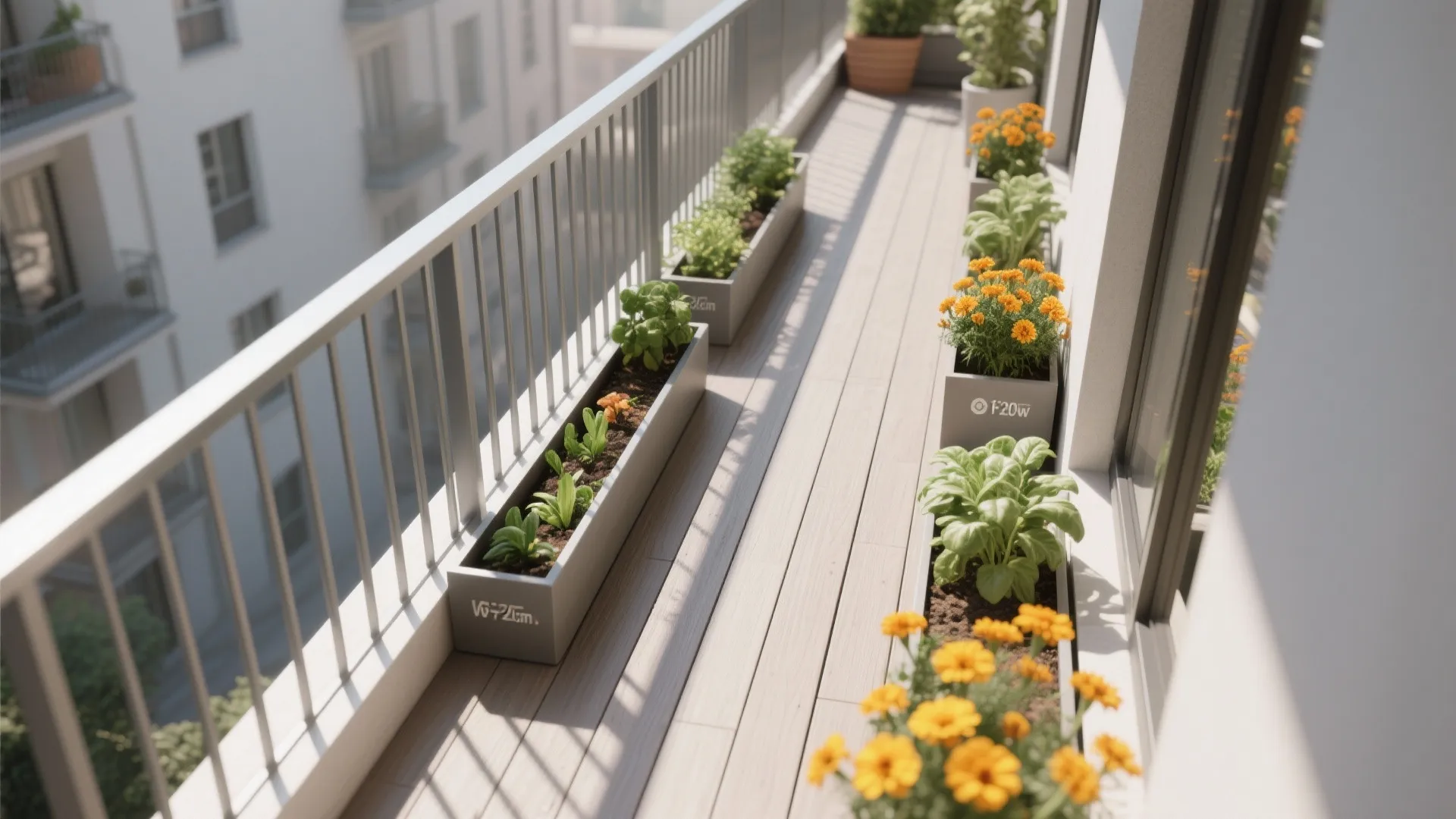 Rail Planters and Narrow Troughs to Save Floor Space