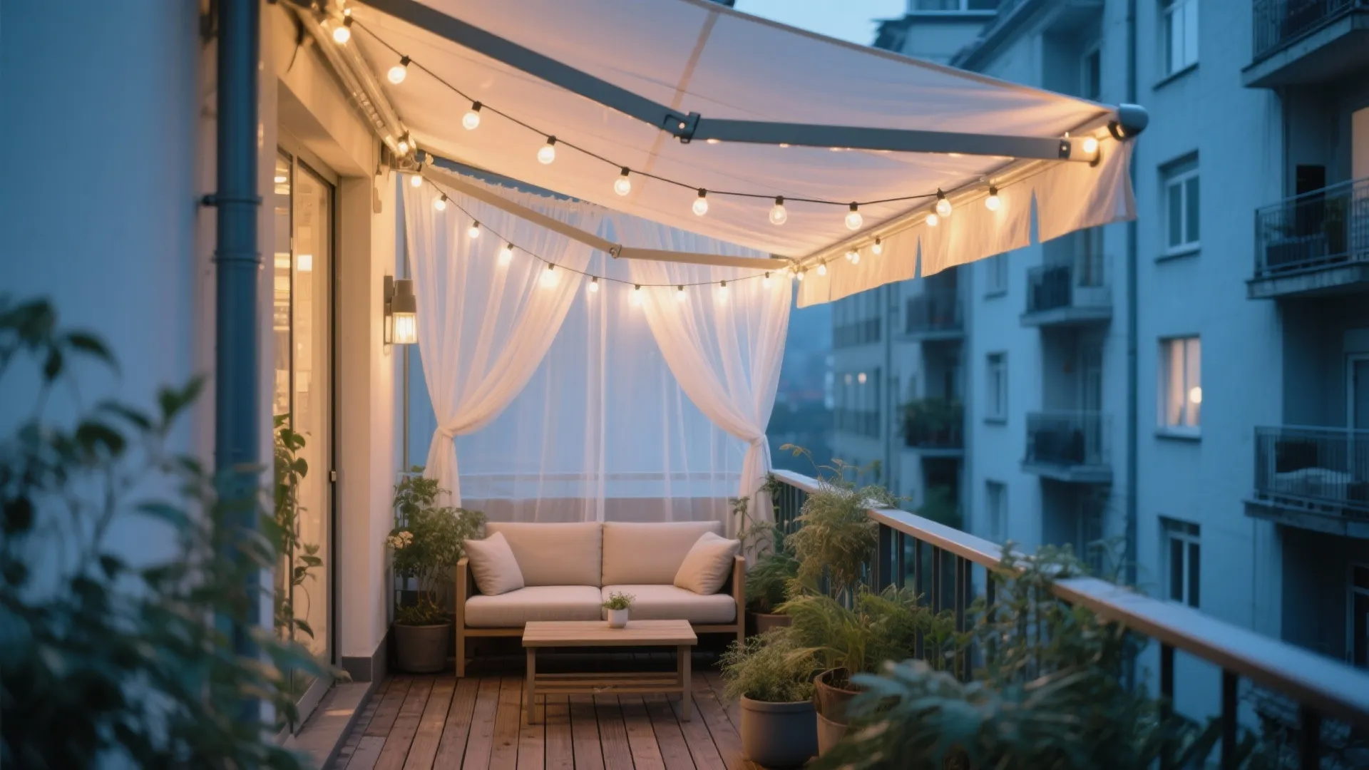 2) Overhead canopy with soft-diffused drape