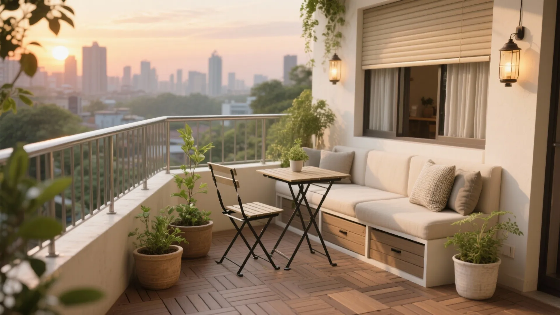 Balcony Micro-Lounge: Green, Calm, and Multi-Purpose