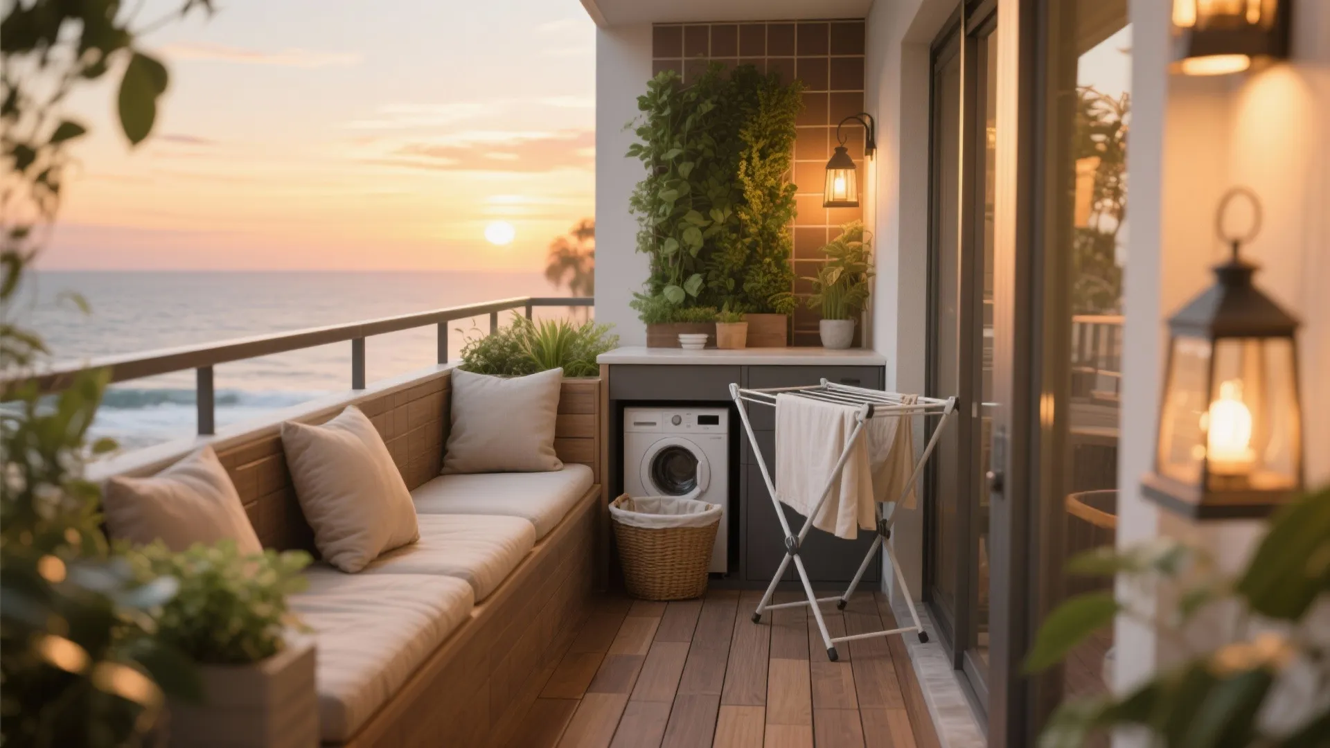 Balcony conversion: mini lounge + smart utility