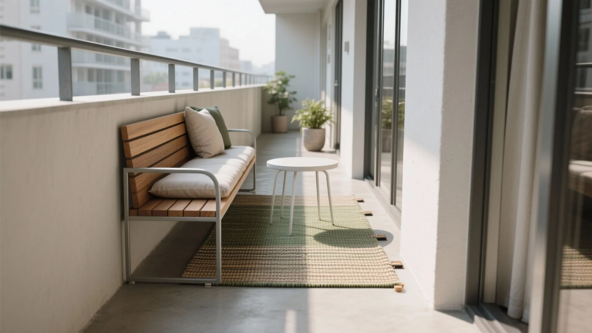 Cozy Lounge Zone with Slim Seating and an Outdoor Rug