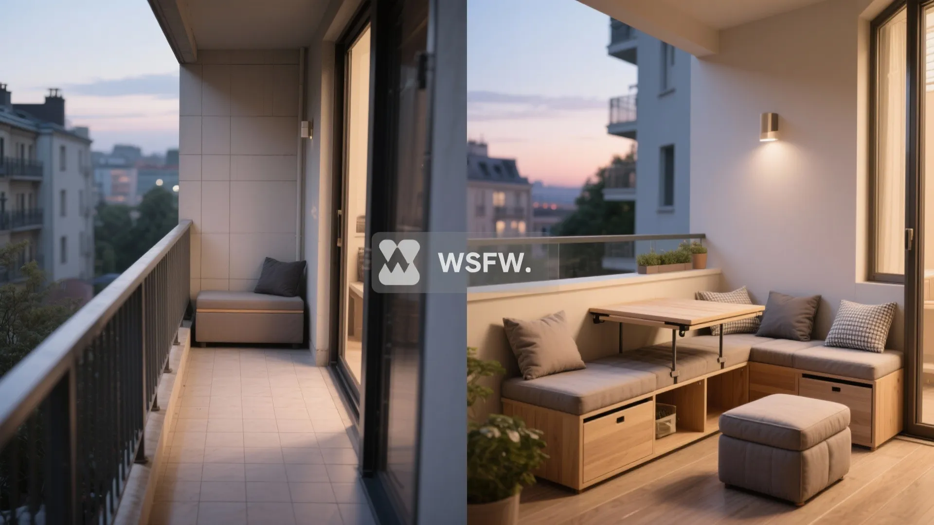 Foldable balcony lounge with modular seating