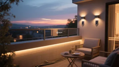 Evening Balcony Retreat with Warm Lighting